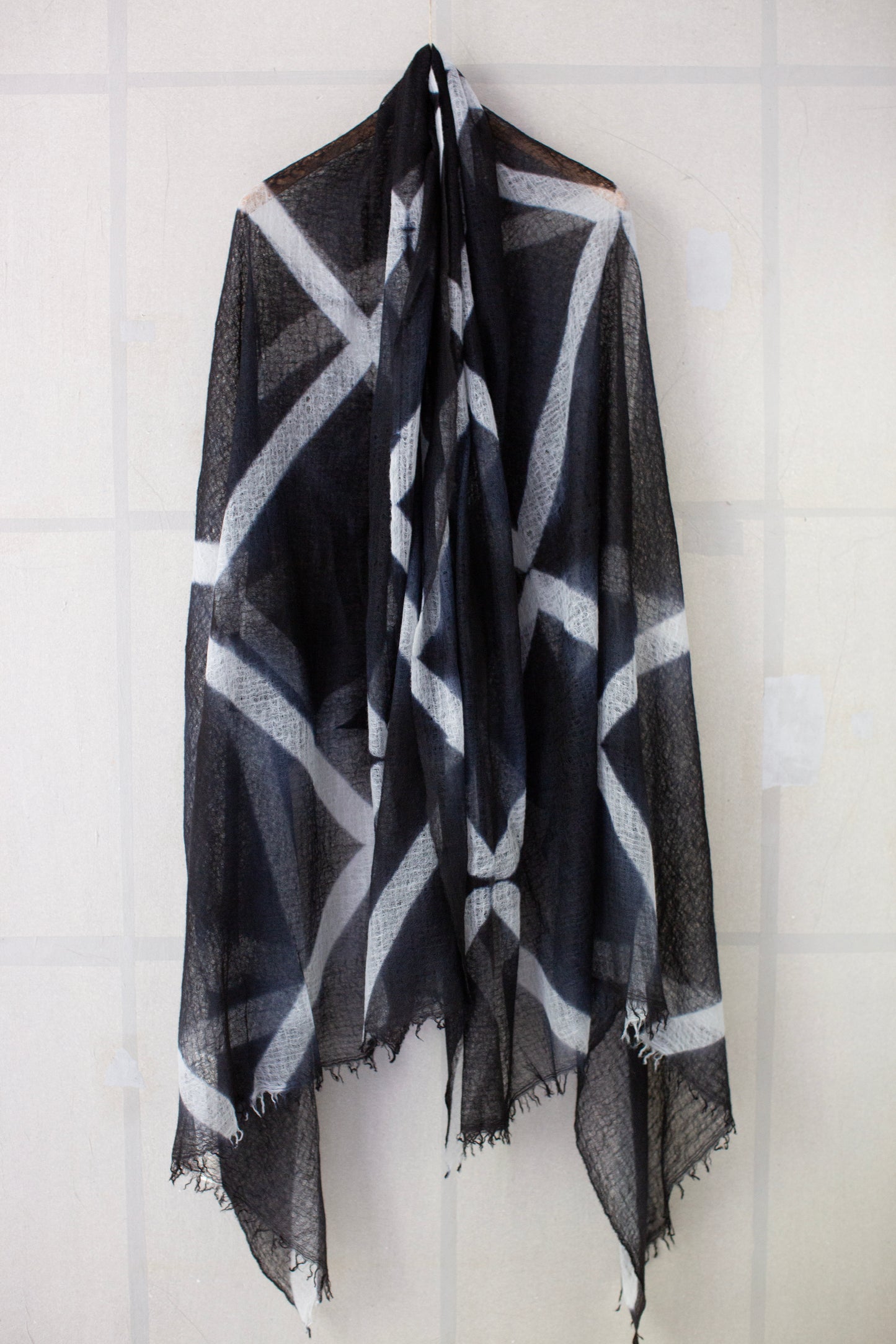 shibori dyed large hand woven feather weight cashmere shawl