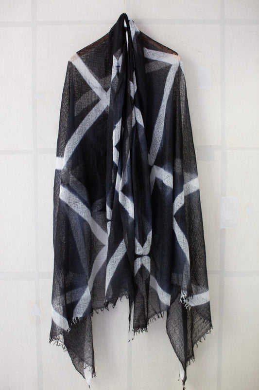 shibori dyed large hand woven feather weight cashmere shawl