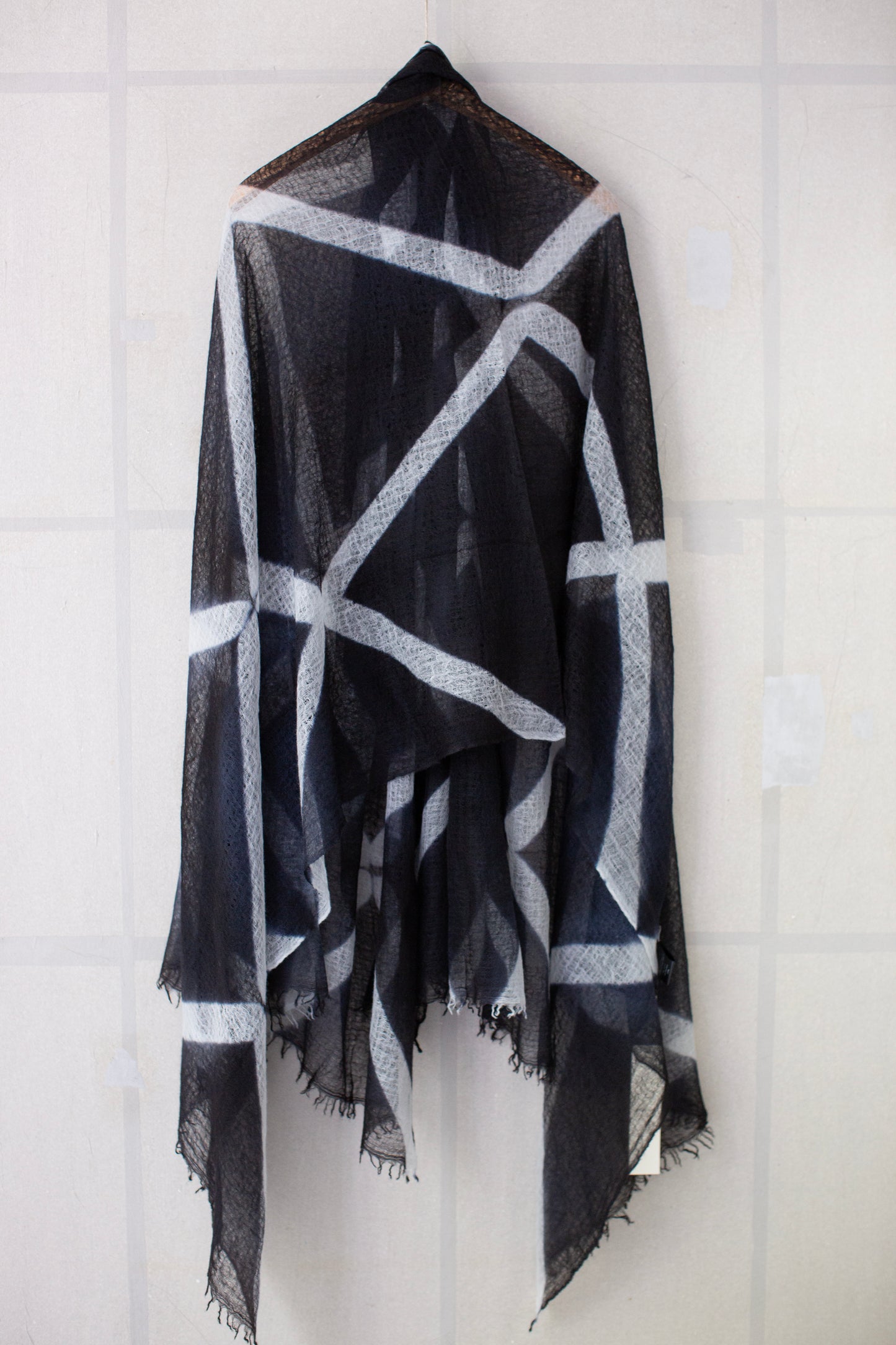 shibori dyed large hand woven feather weight cashmere shawl