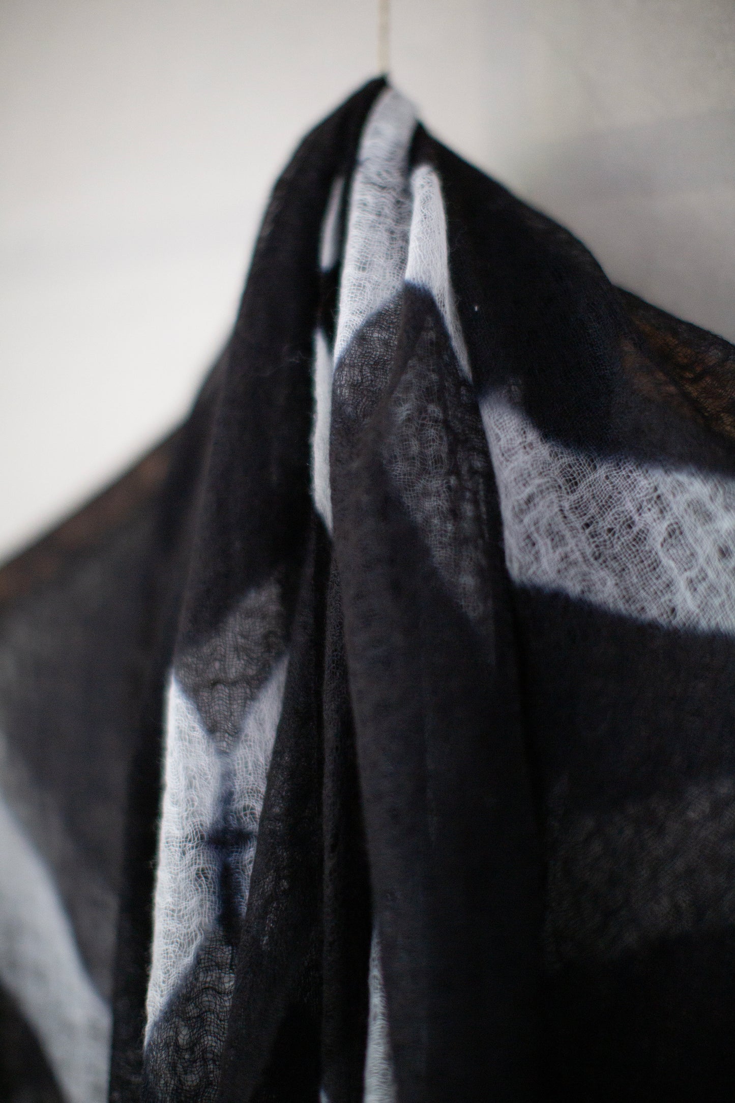 shibori dyed large hand woven feather weight cashmere shawl