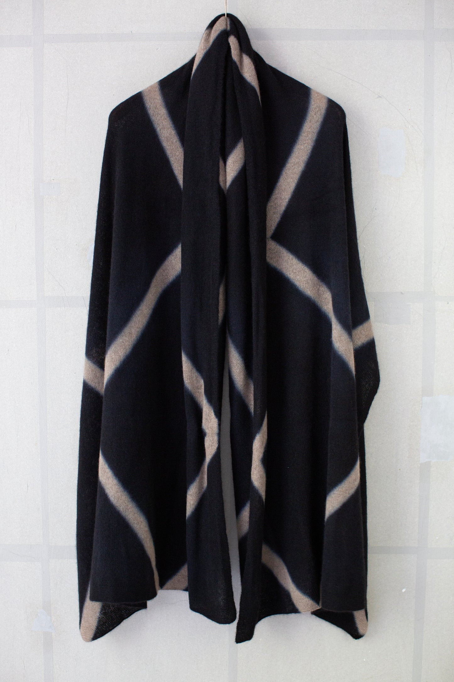 shibori dyed cashmere knit shawl