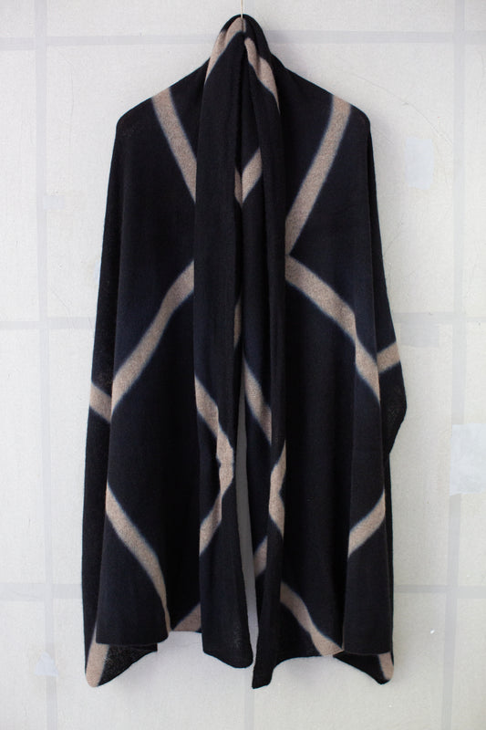 shibori dyed cashmere knit shawl
