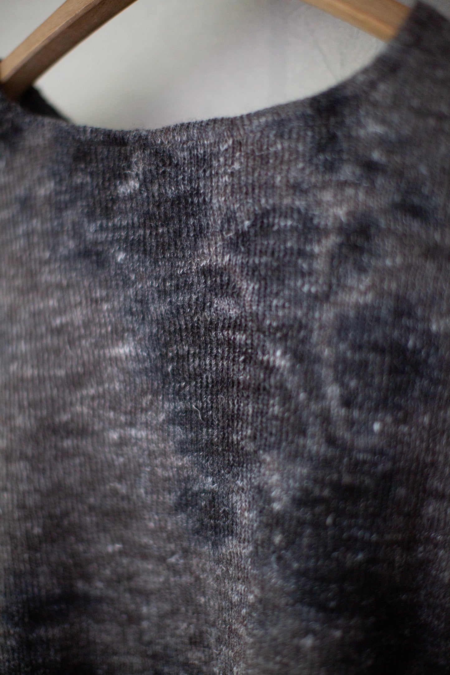 dual layered jersey long sleeve henley with shibori dyed pattern