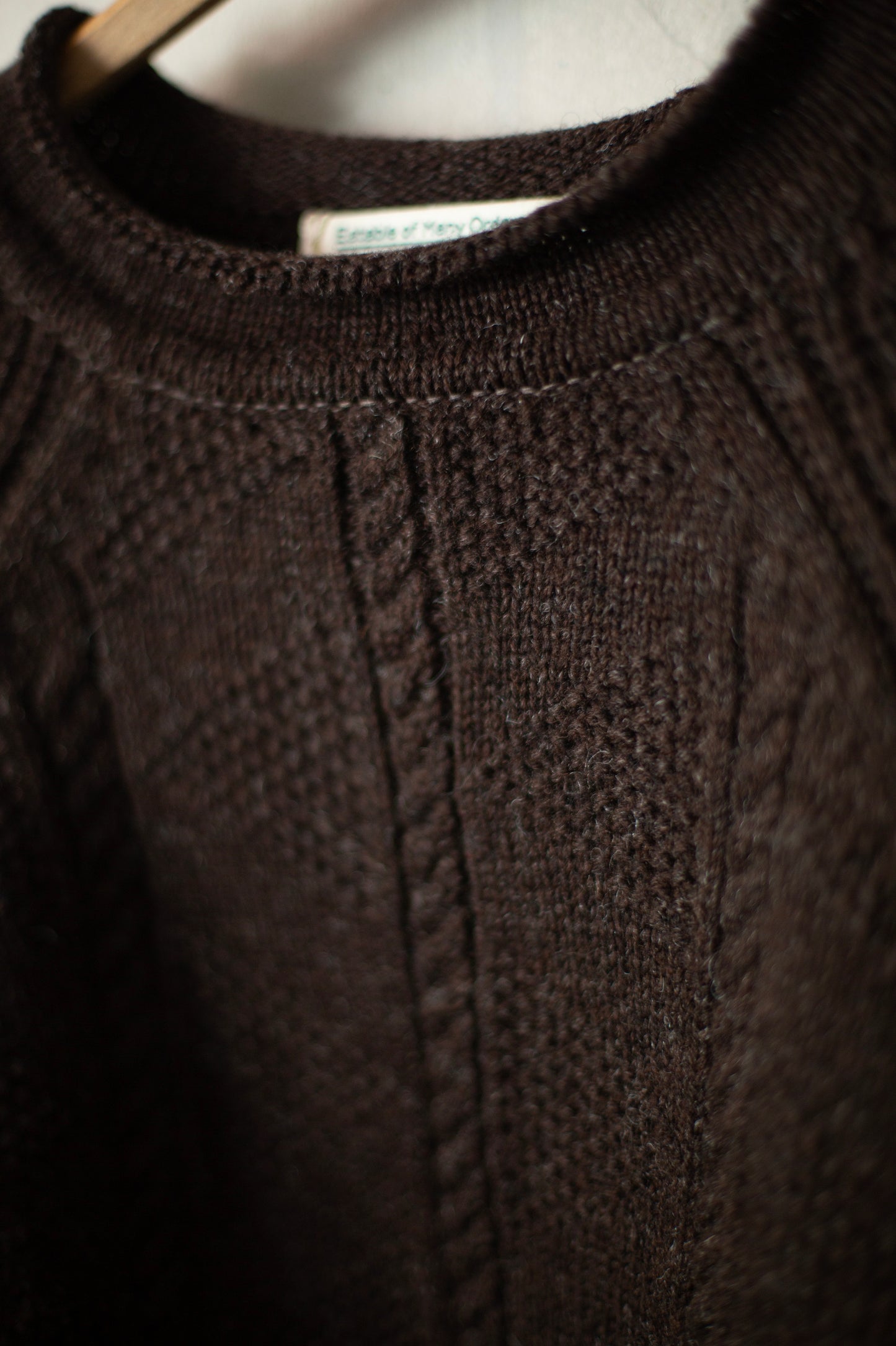 DARK BROWN SHETLAND WOOL GANSEY KNIT SWEATER