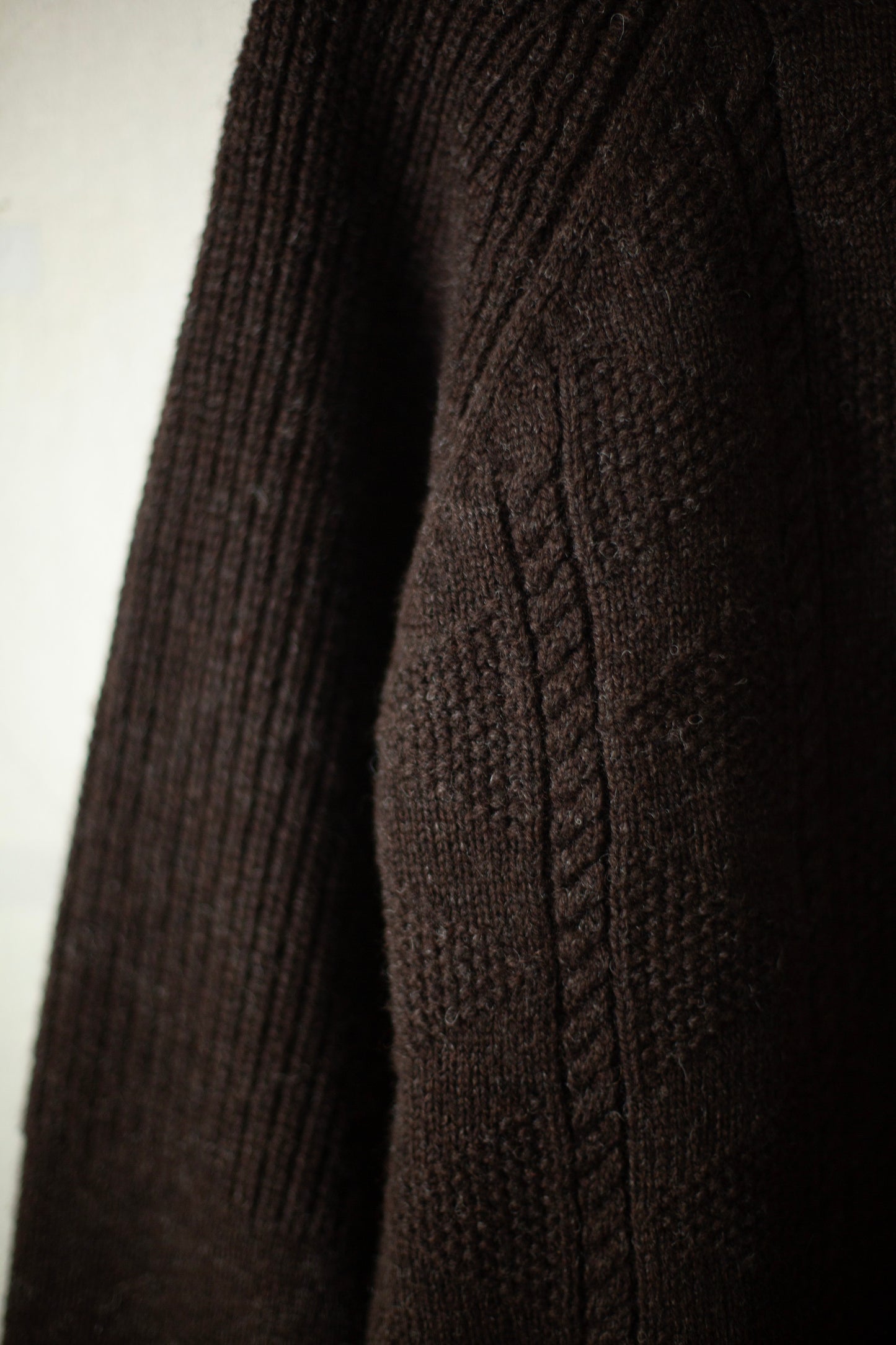 DARK BROWN SHETLAND WOOL GANSEY KNIT SWEATER