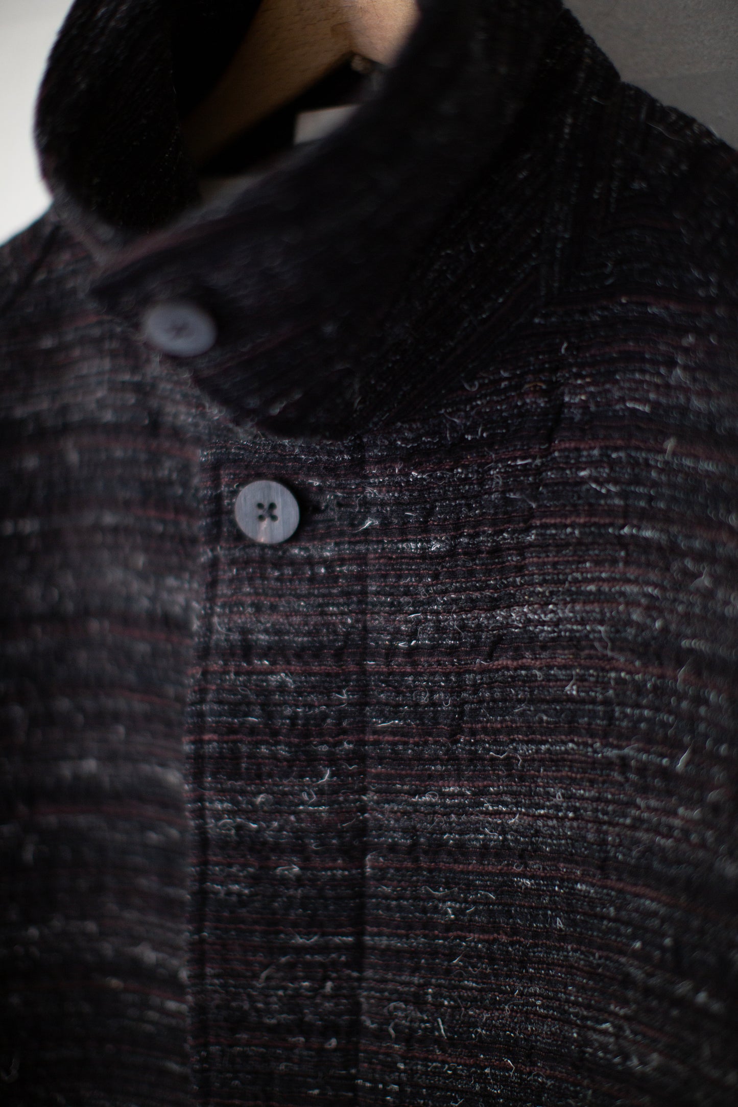 random border pattern Balmacaan coat