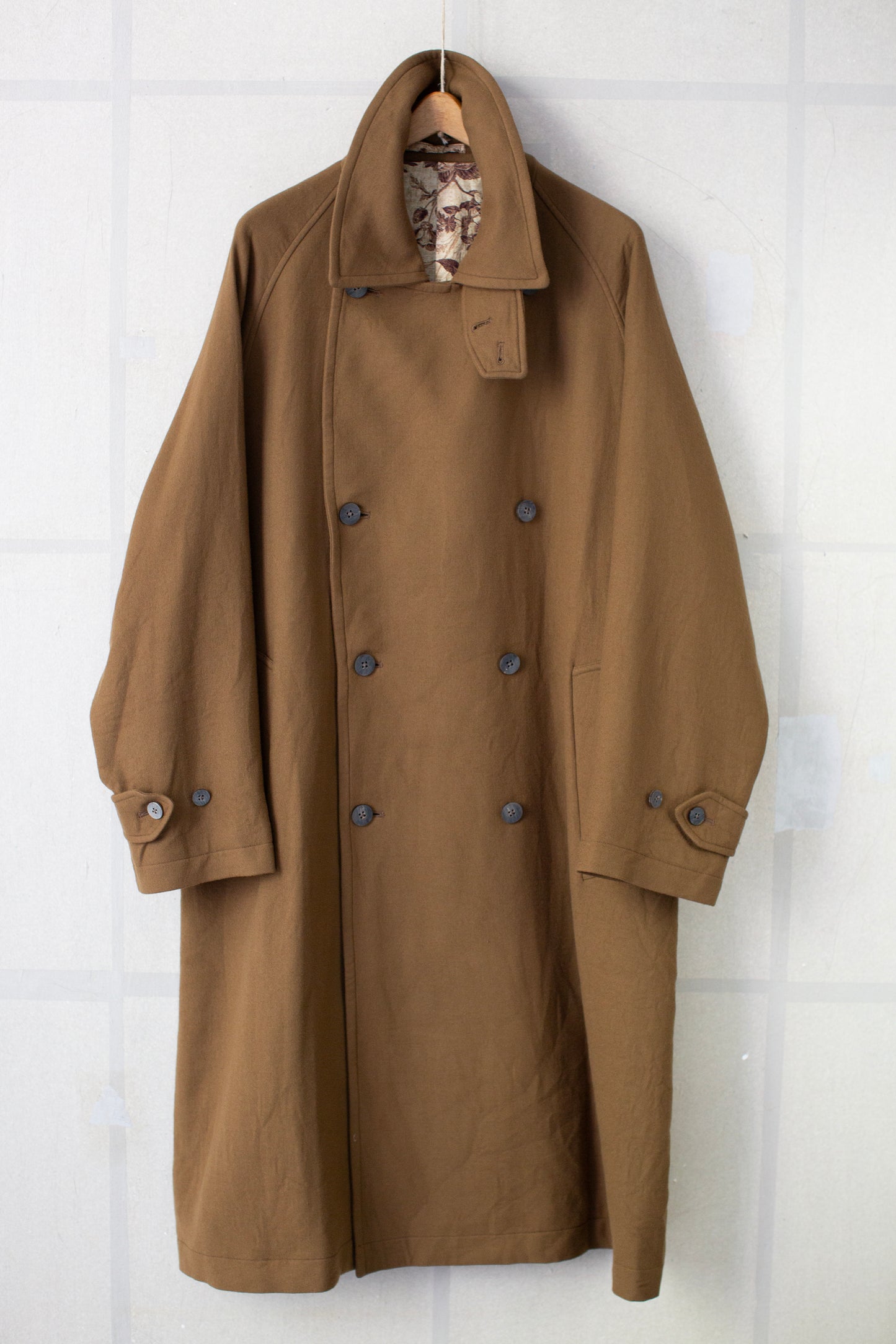 Khaki super180 wool double breasted coat