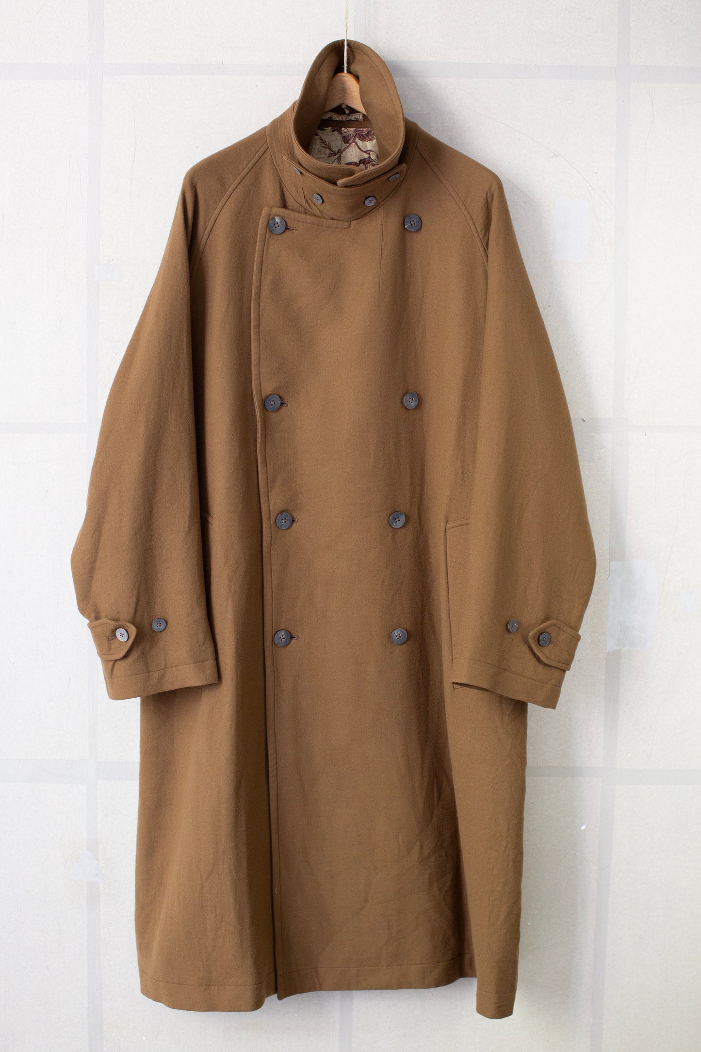 Khaki super180 wool double breasted coat