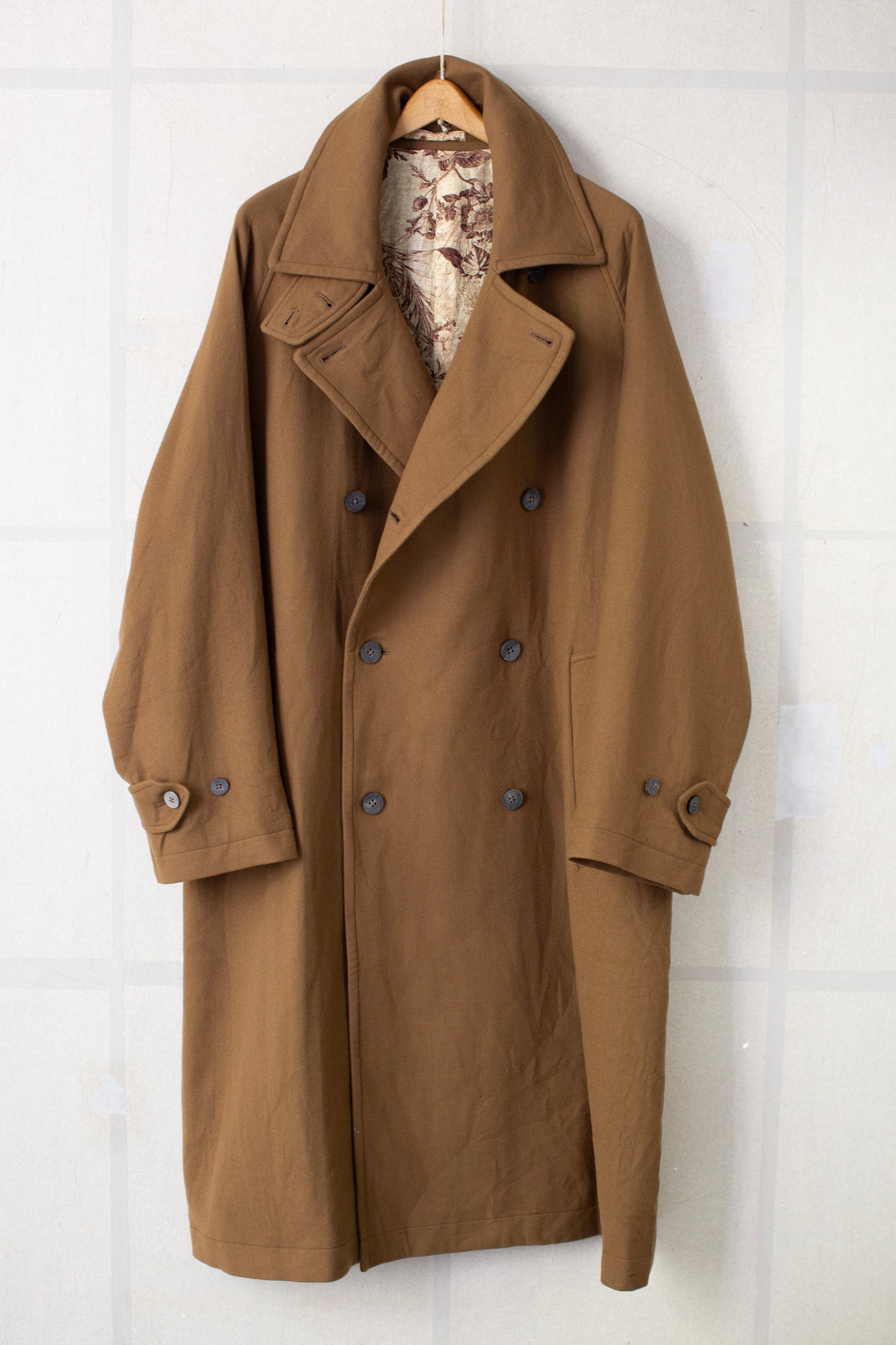 Khaki super180 wool double breasted coat