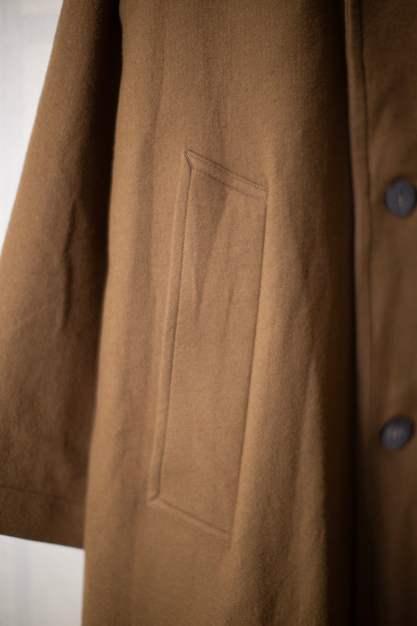 Khaki super180 wool double breasted coat