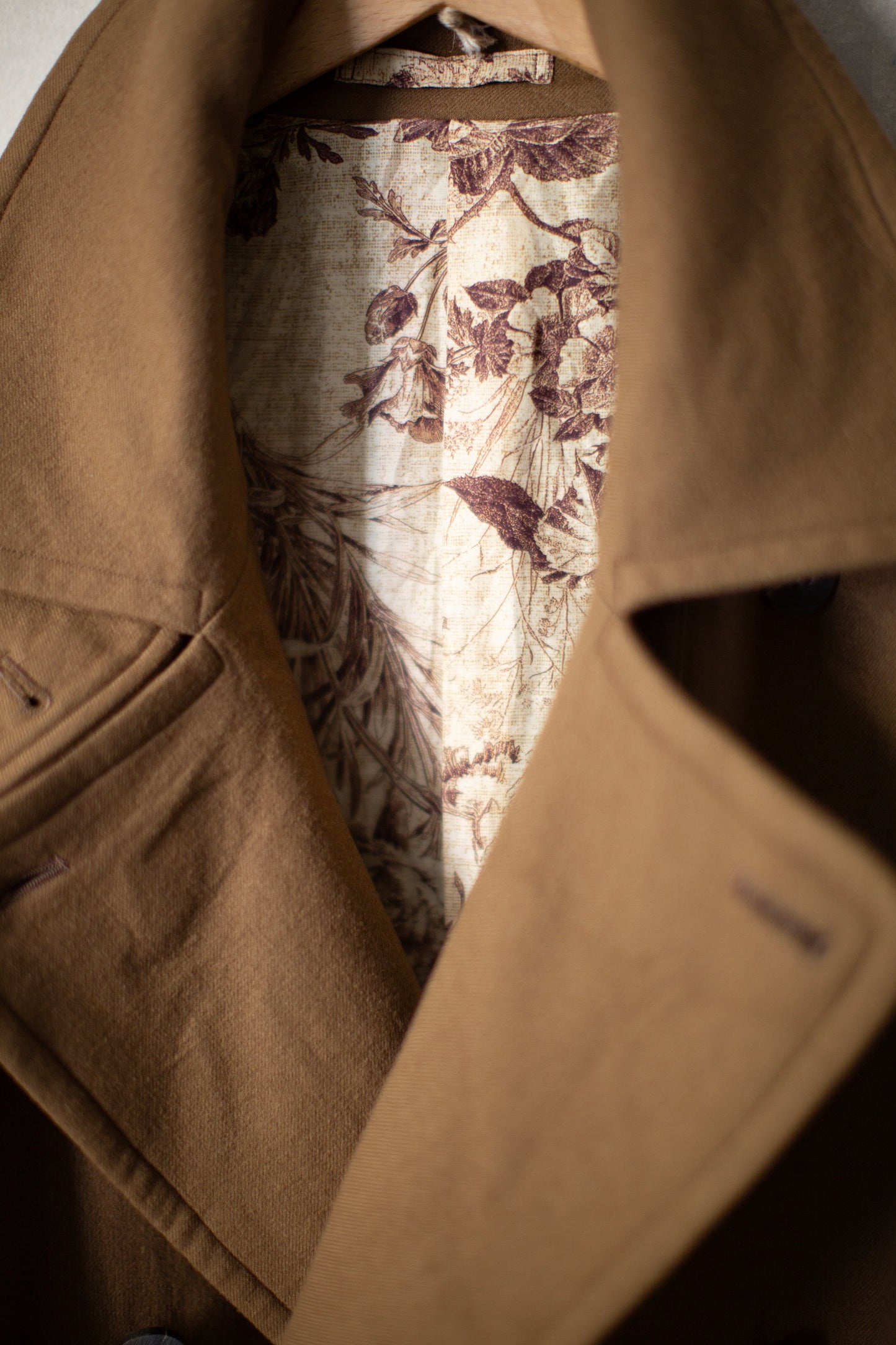 Khaki super180 wool double breasted coat