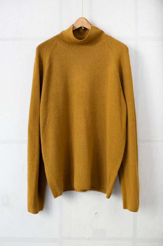 Ochre turtle neck yak wool sweater