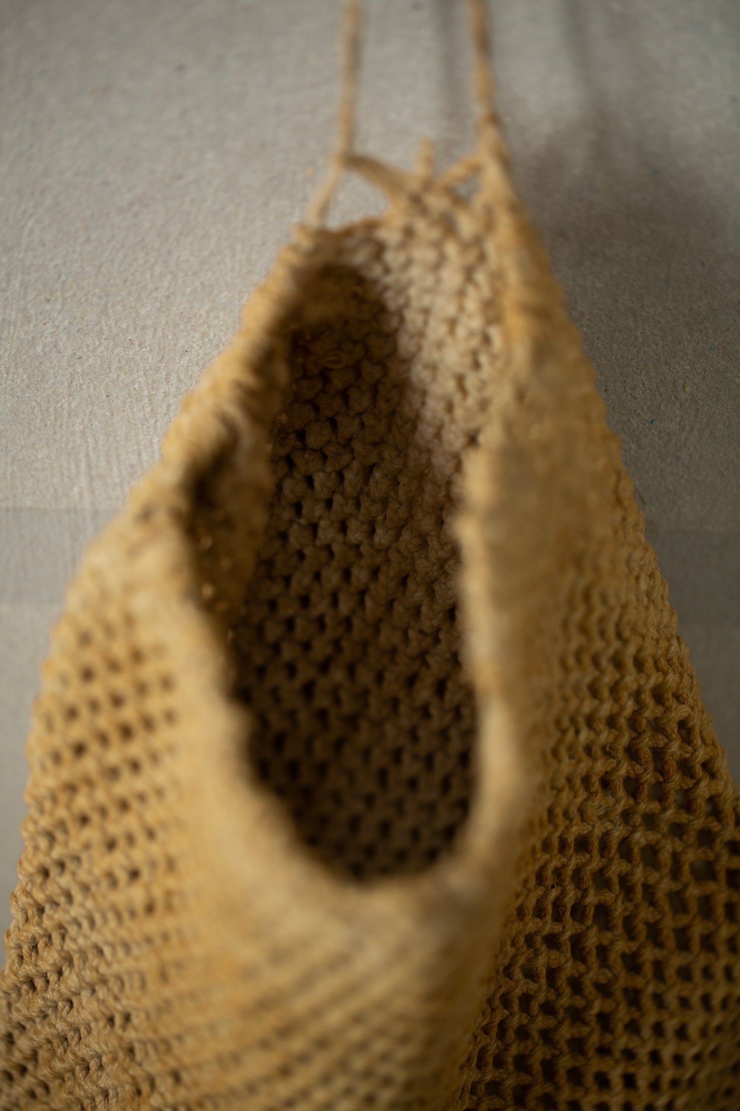 Antique hand knotted foraging pouch bag.