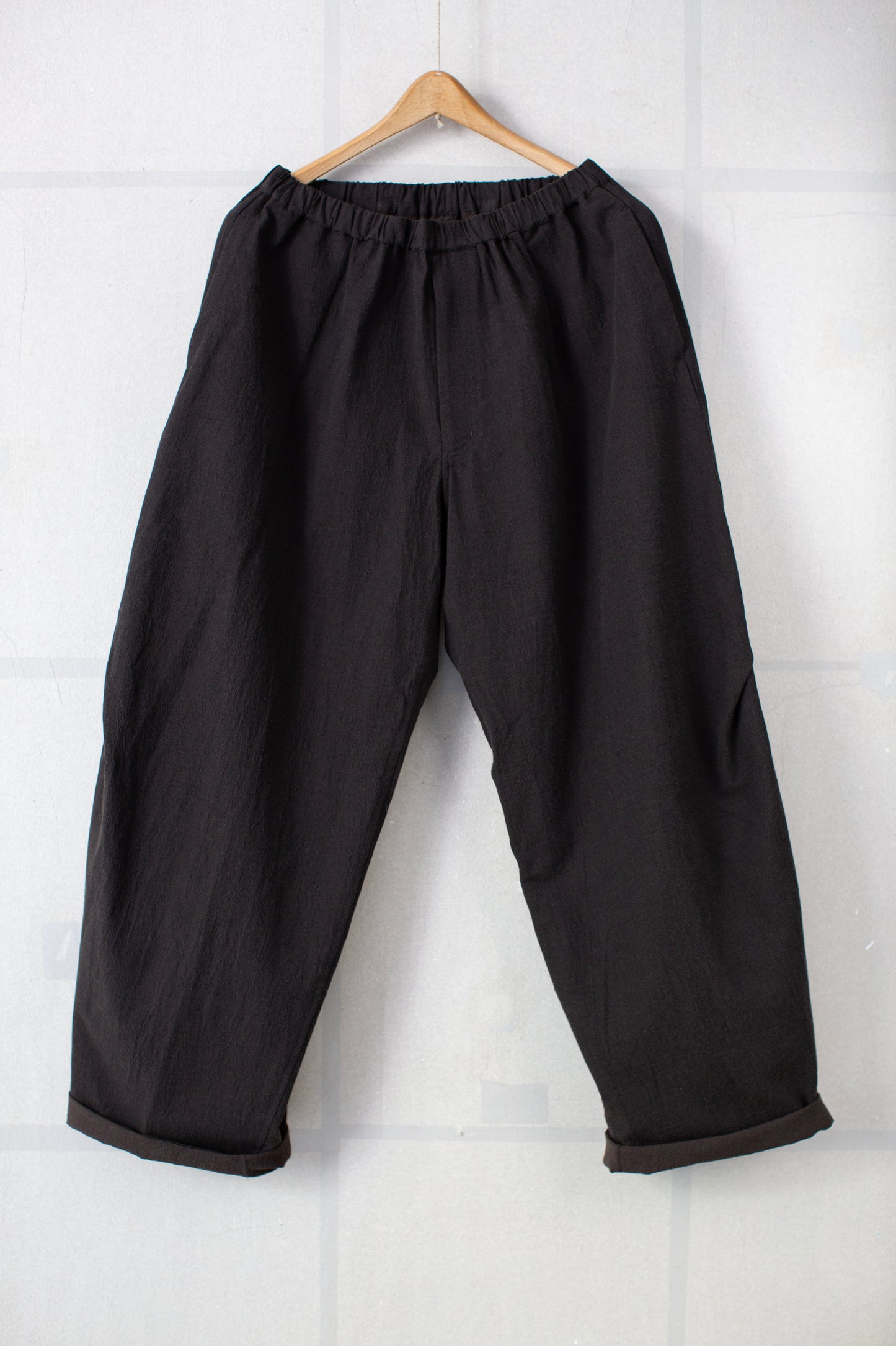 Dark Brown cotton yak wool wide trousers