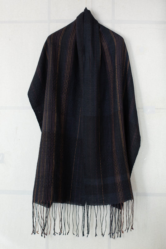 Hand woven Scarf black - brown