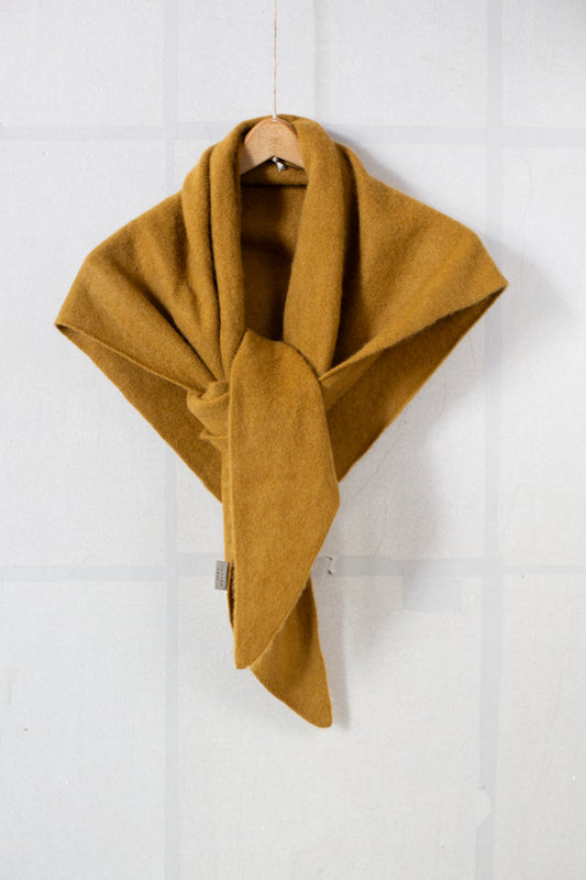 Ochre yak wool triangle scarf