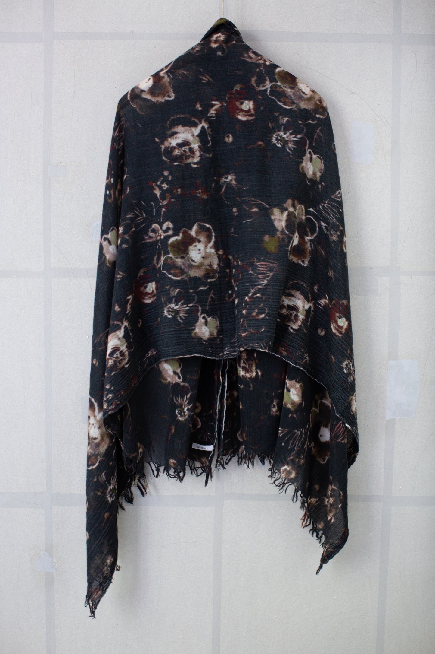 flower print fringe scarf