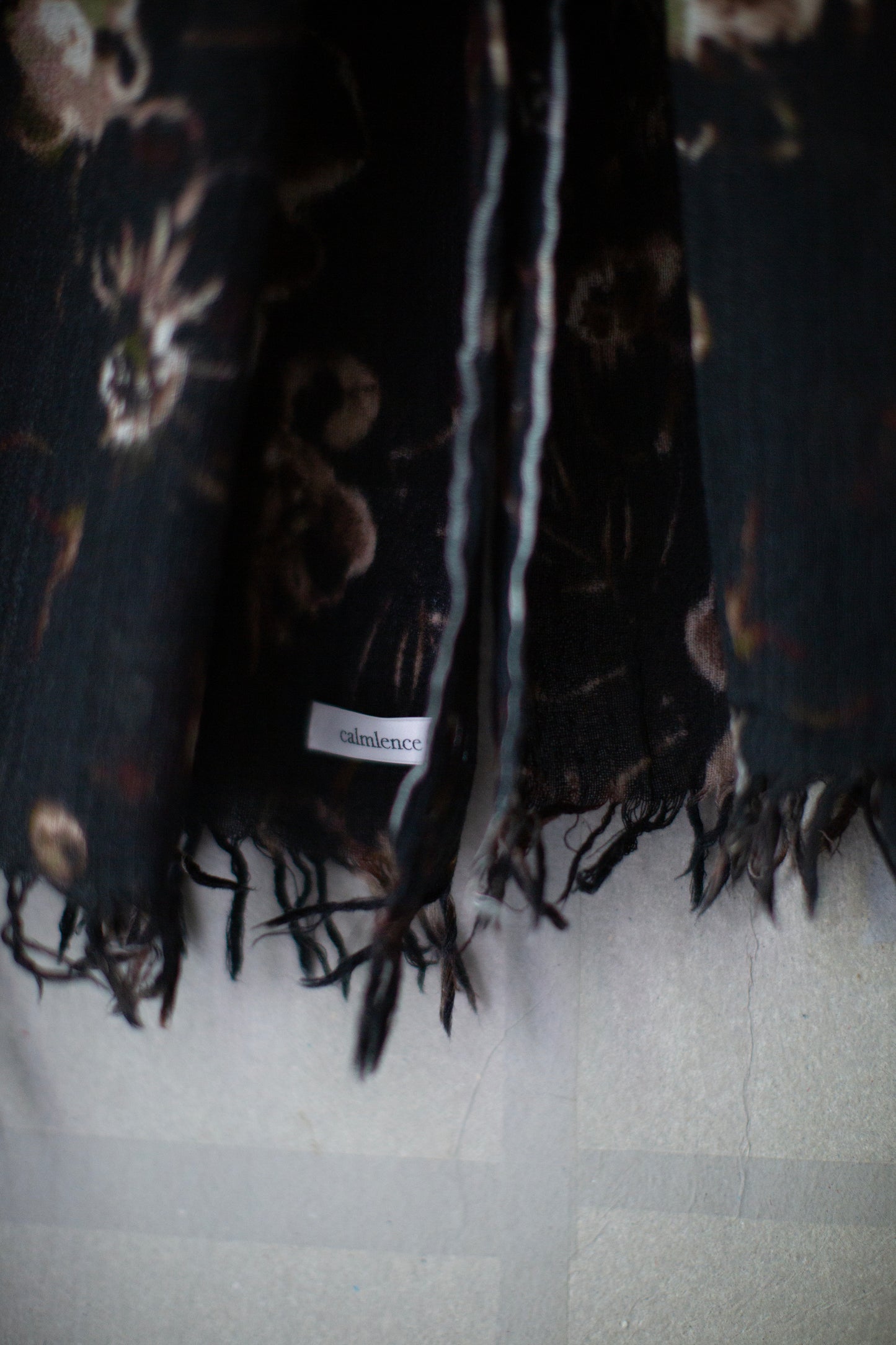 flower print fringe scarf