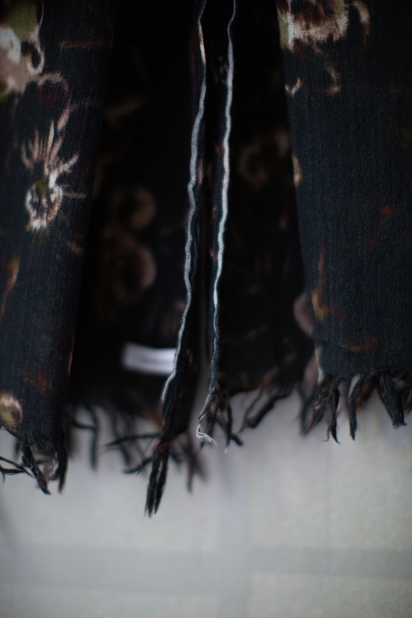 flower print fringe scarf