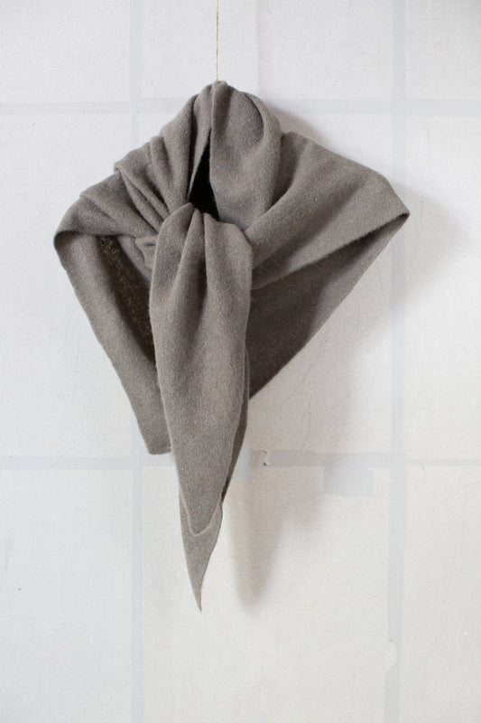 Grey yak wool triangle scarf
