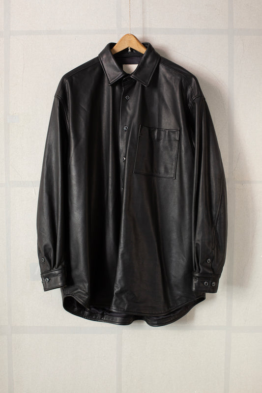 Leather Big Shirt Black