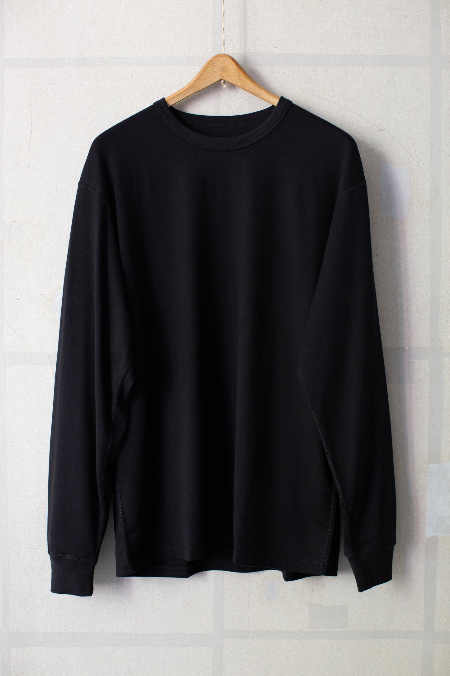black silk/suvin rever jersey crew neck longsleeve t-shirt