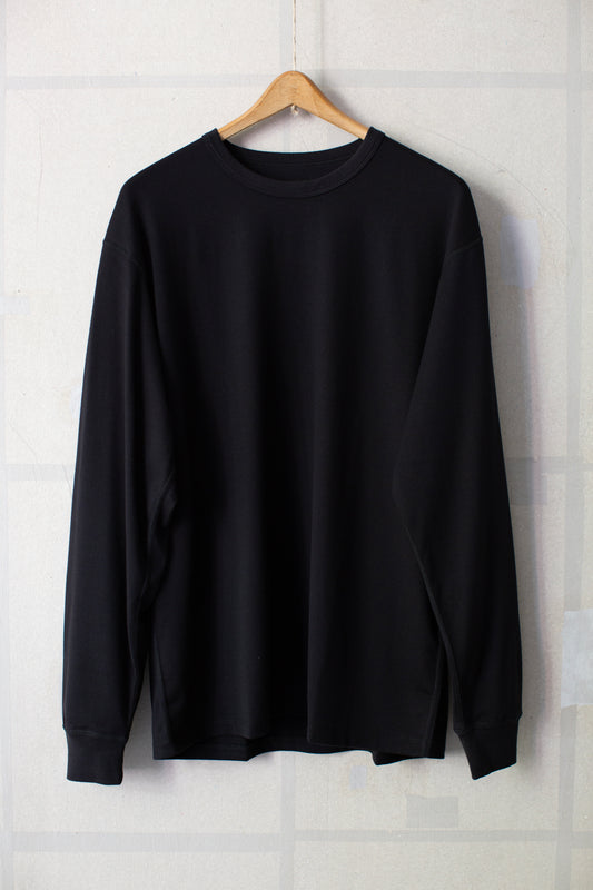 black silk/suvin rever jersey crew neck longsleeve t-shirt