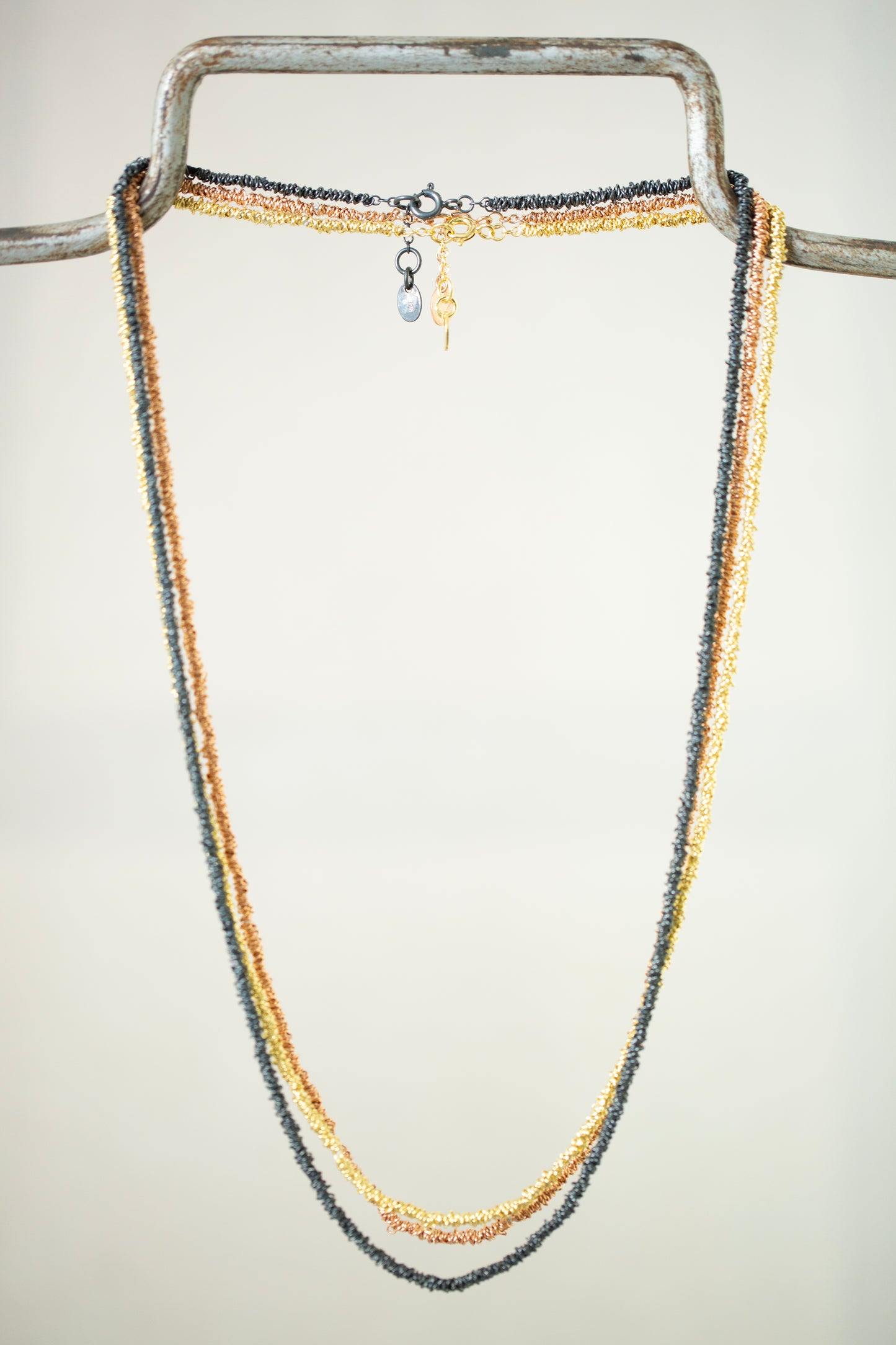 Gathered Necklace in rose gold plated silver