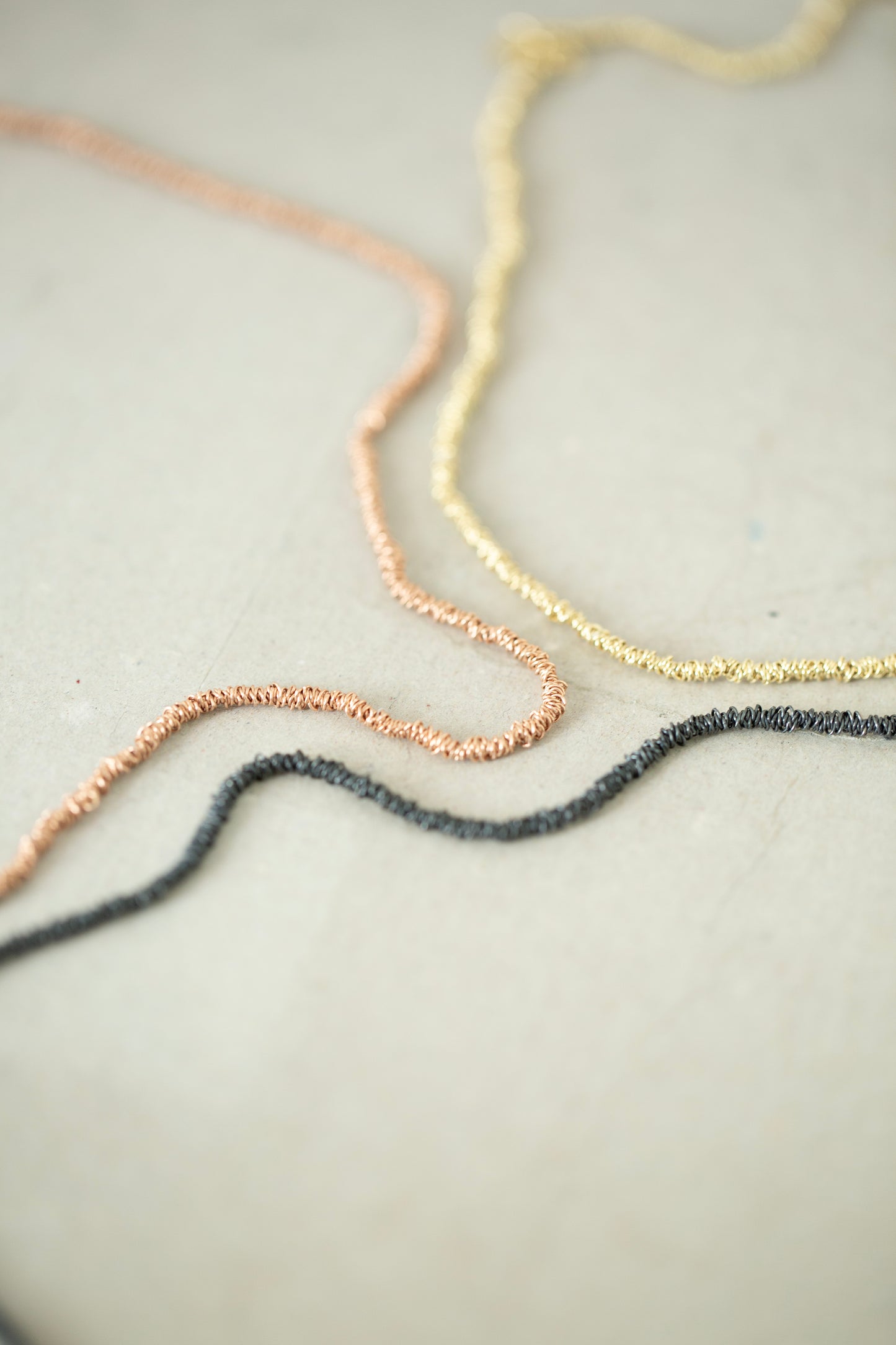 Gathered Necklace in rose gold plated silver