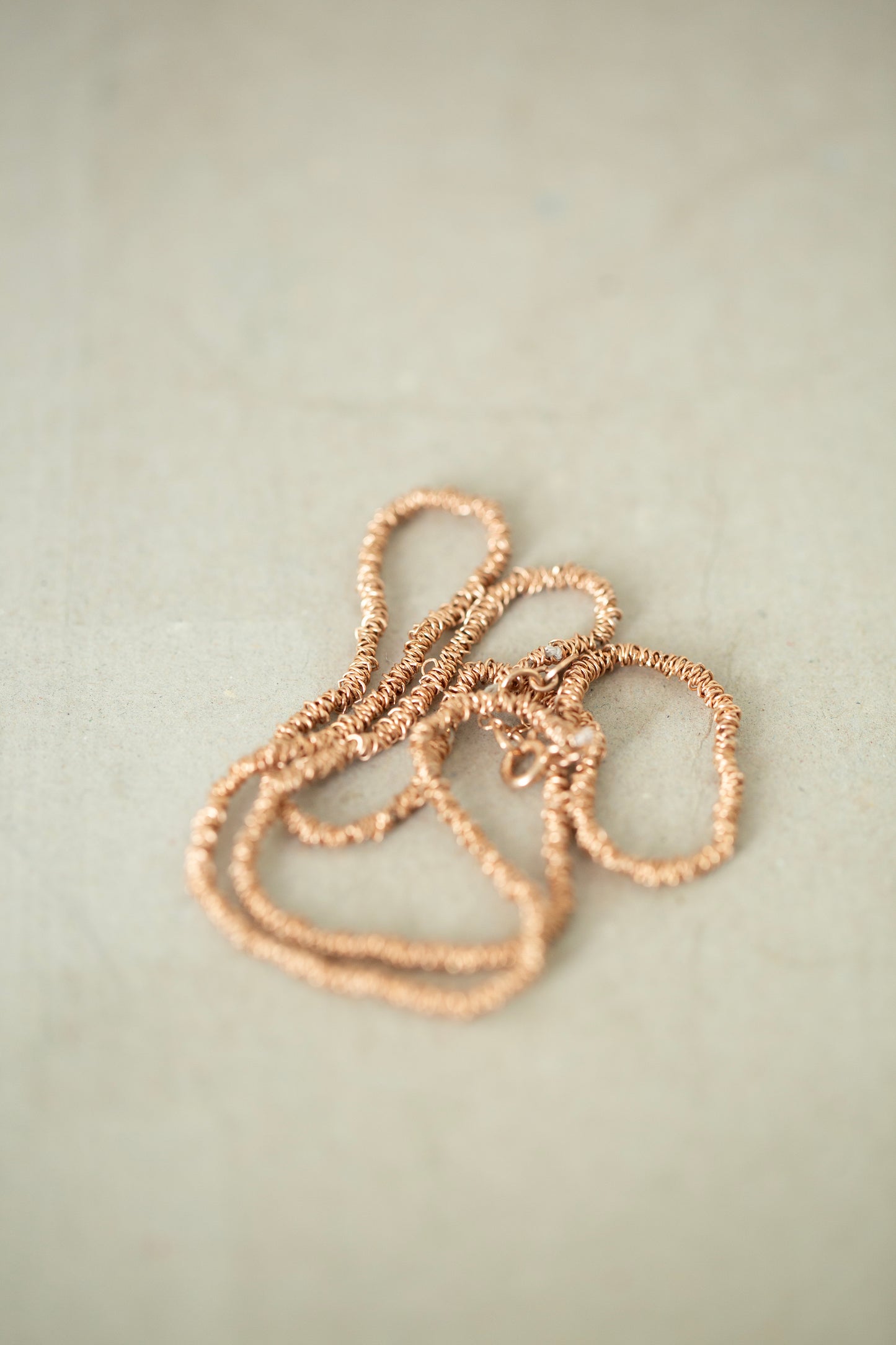 Gathered Necklace in rose gold plated silver