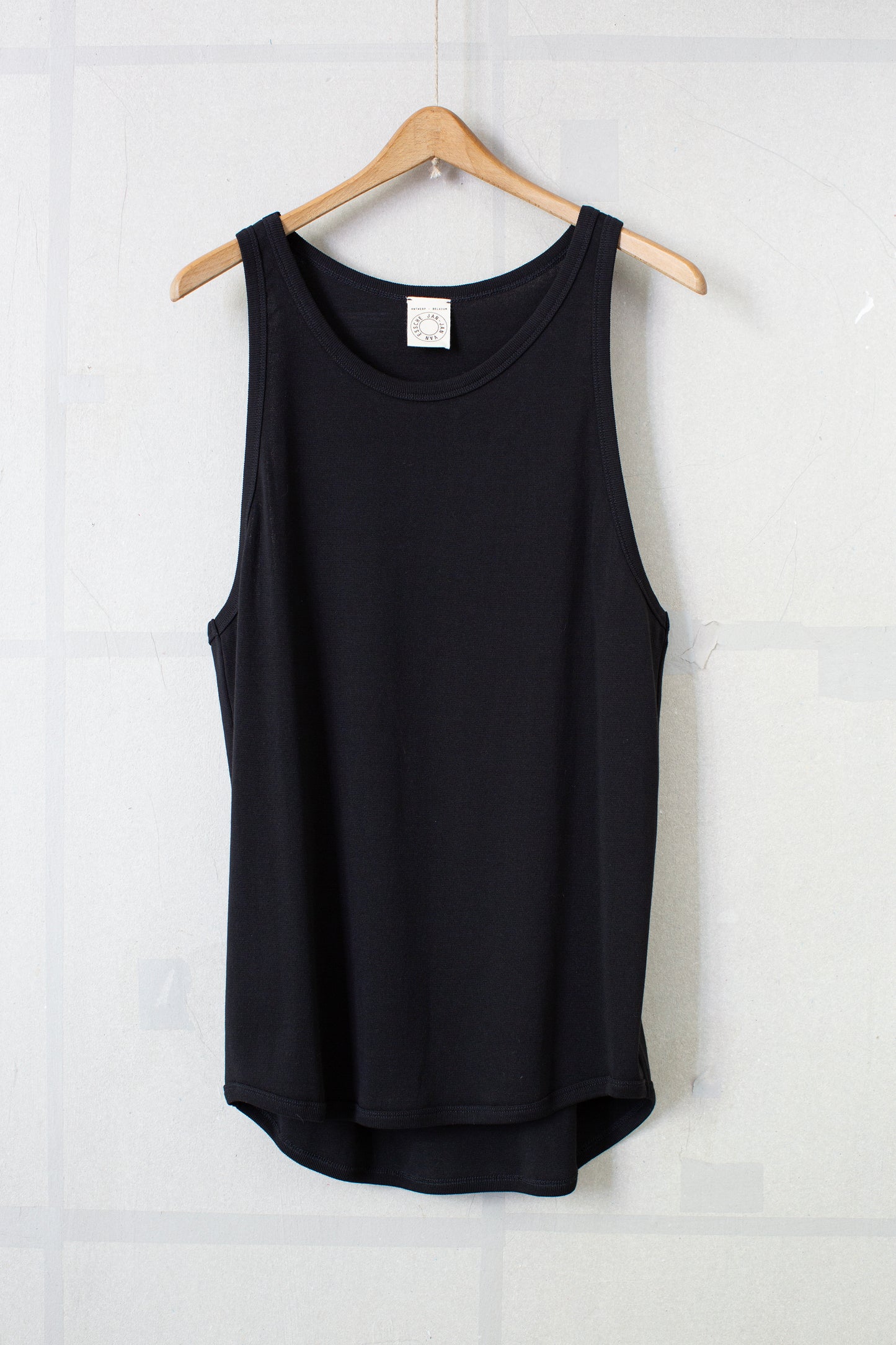 TANKTOP#19 - COTTON PAPER RIB BLACK