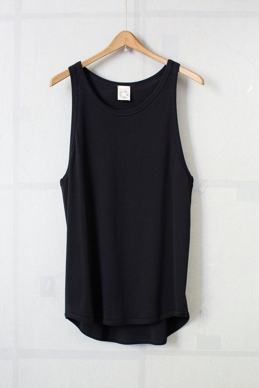 TANKTOP#19 - COTTON PAPER RIB BLACK