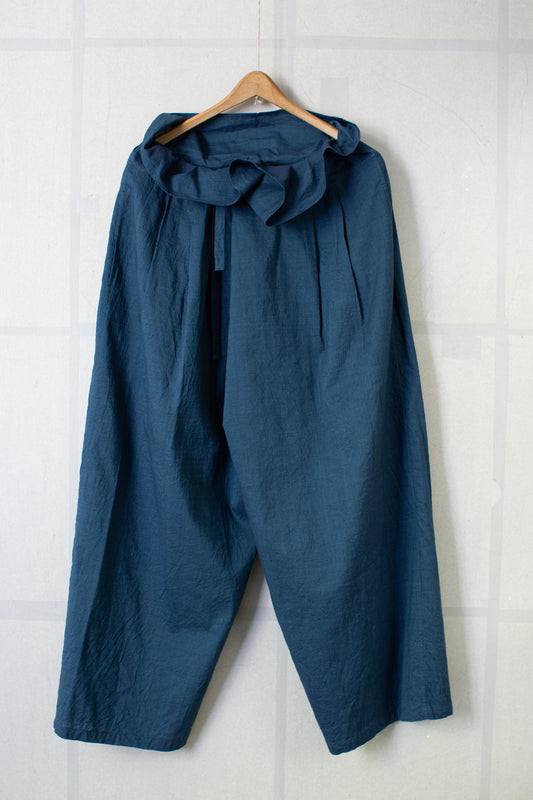Cerulean blue wide fisherman's pants