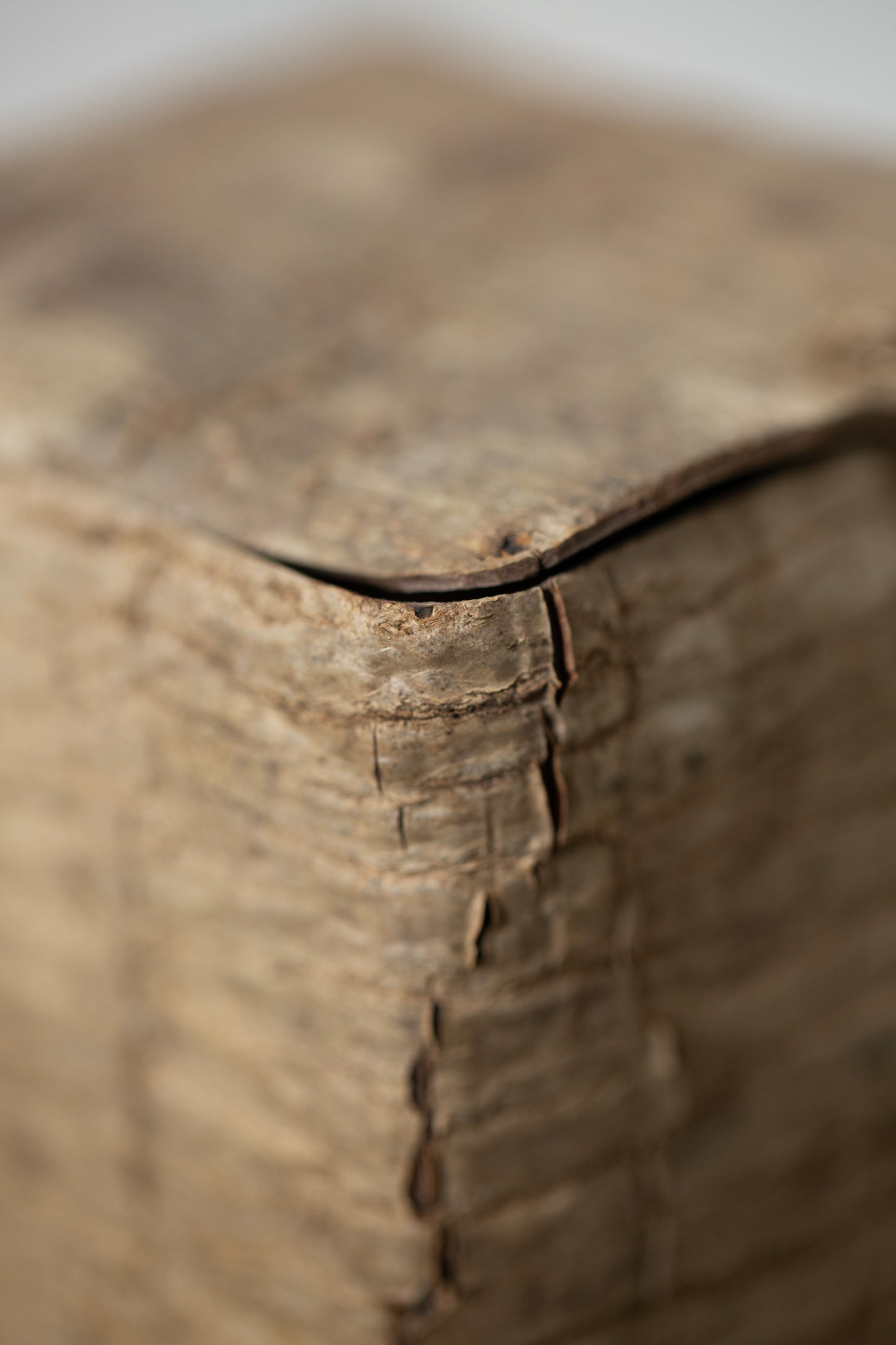 Japanese wallnut bark cube sculpture