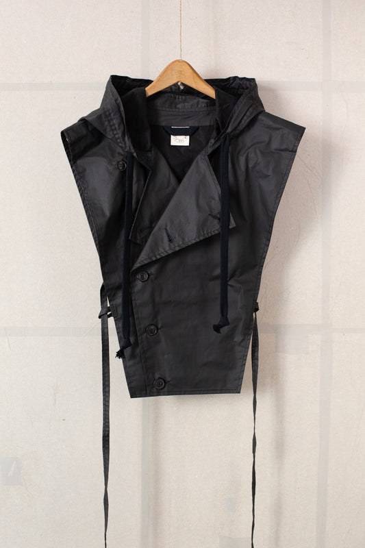 HOODPIECE#1 - COATED COTTON RIBSTOP OFF BLACK