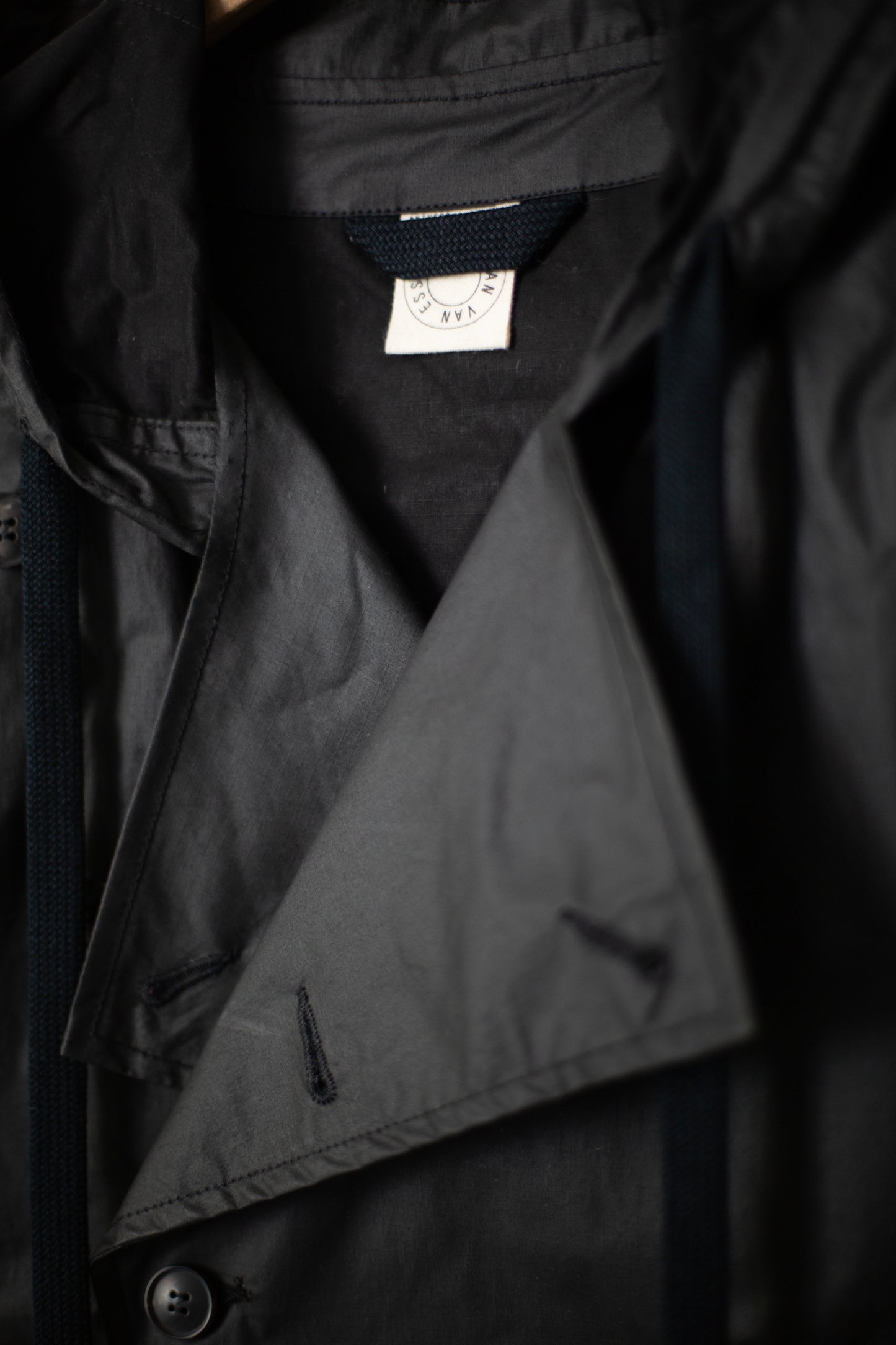 HOODPIECE#1 - COATED COTTON RIBSTOP OFF BLACK