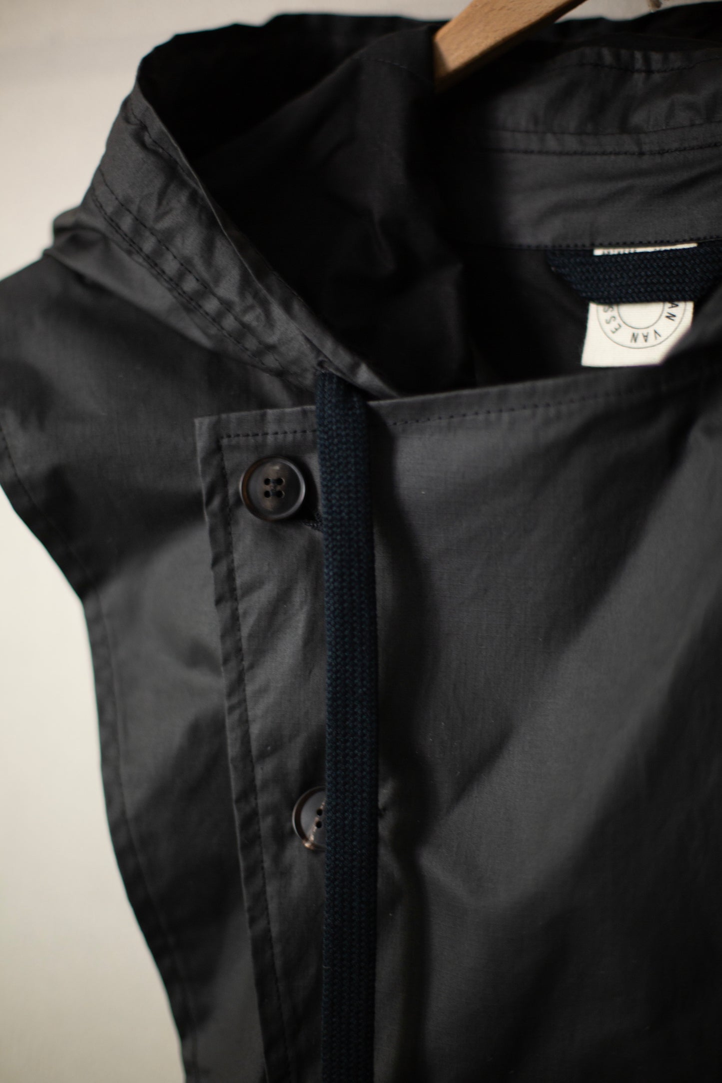 HOODPIECE#1 - COATED COTTON RIBSTOP OFF BLACK