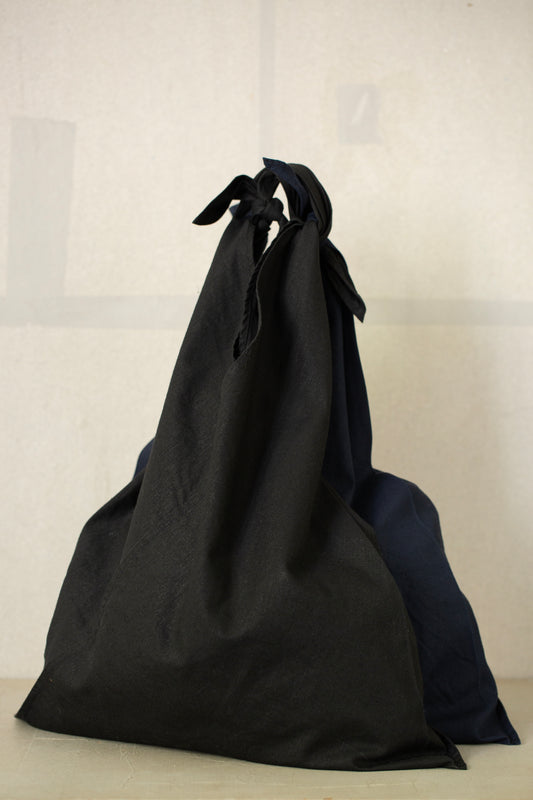 Large Azuma bag in navy & black hemp cotton weather