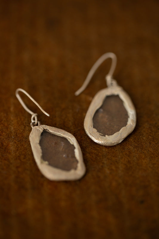 oxidized silver lined glass earrings