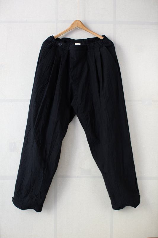 TROUSERS#87 - WRINKLE COTTON BLACK STRIPED