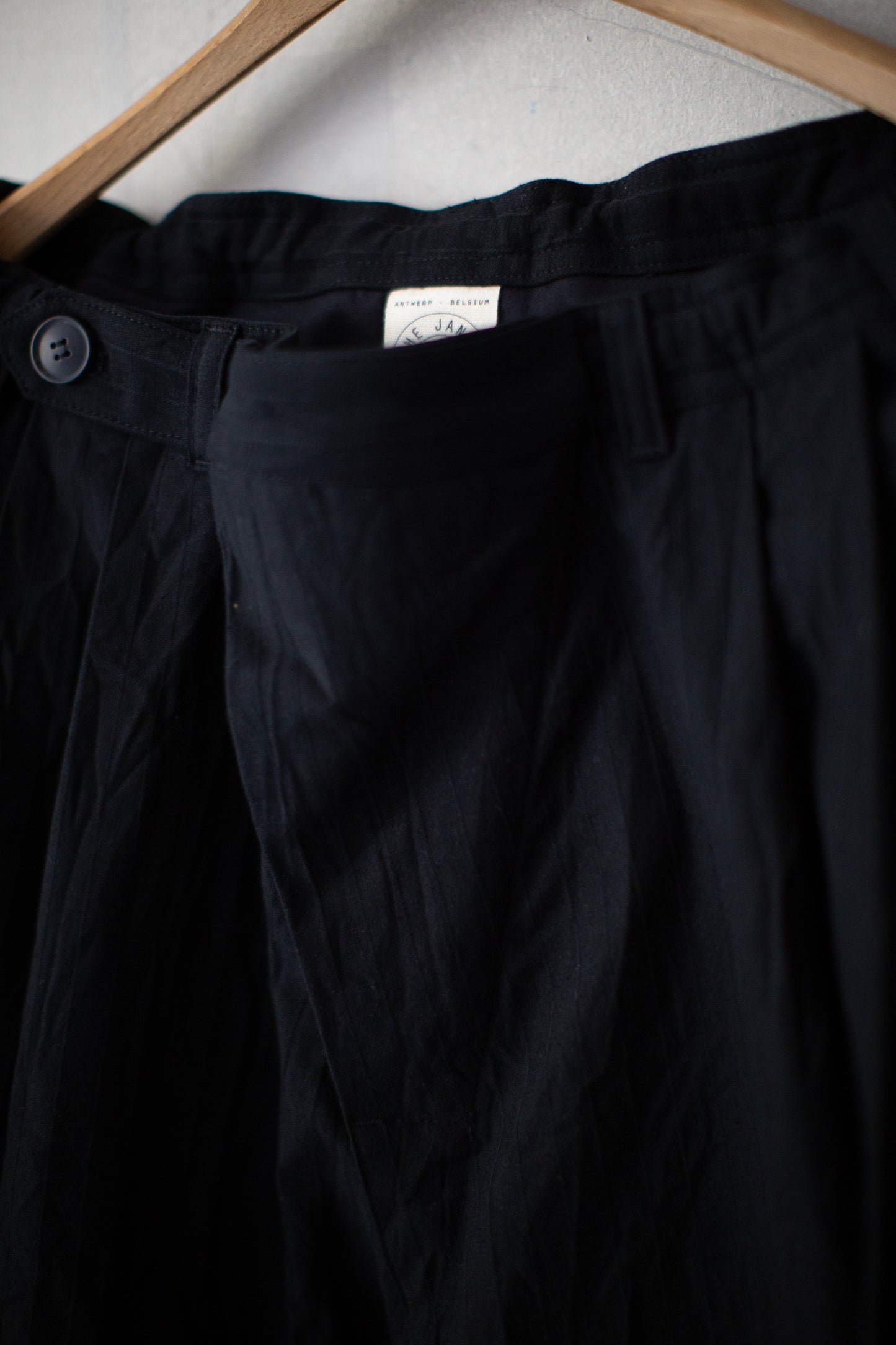 TROUSERS#87 - WRINKLE COTTON BLACK STRIPED