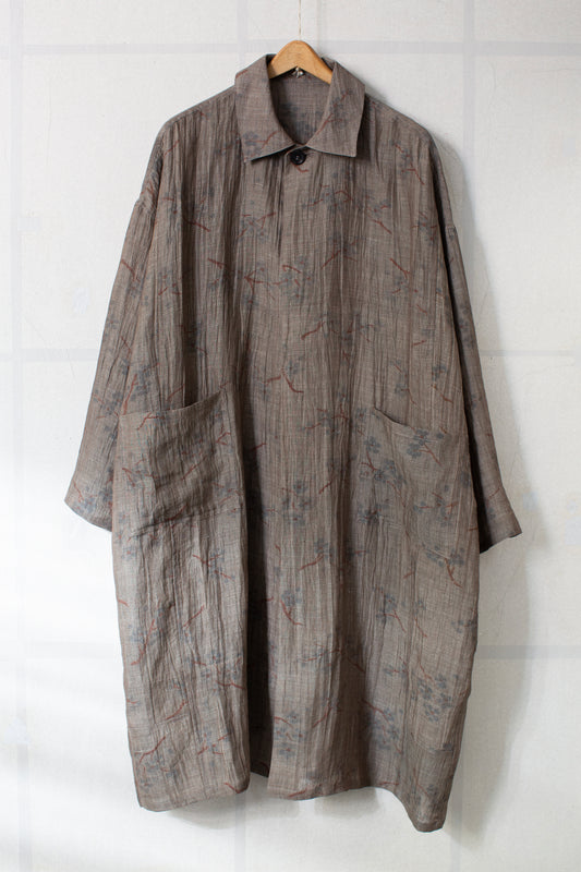 Shirt coat from antique handwoven kimono fabric