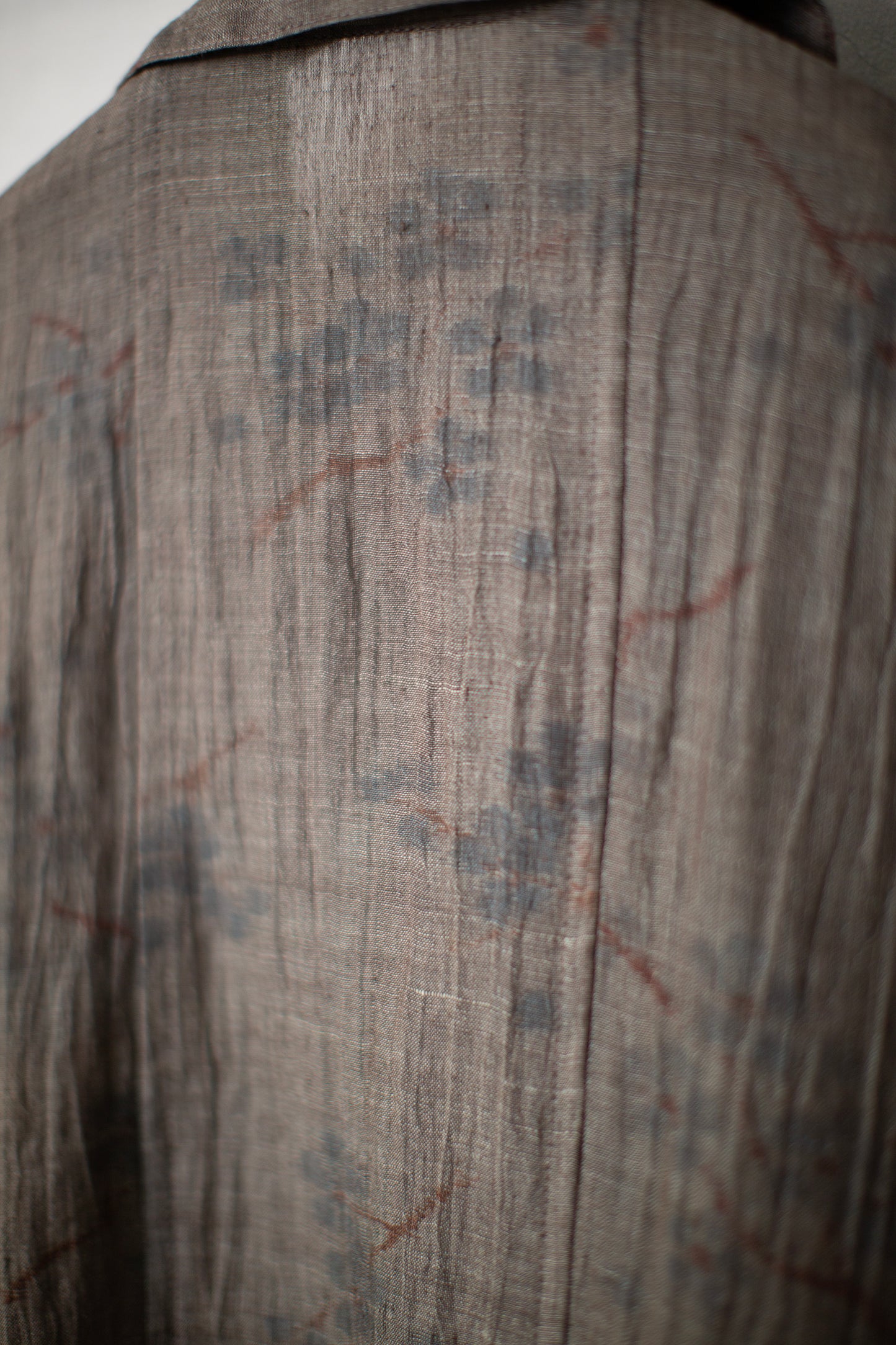 Shirt coat from antique handwoven kimono fabric