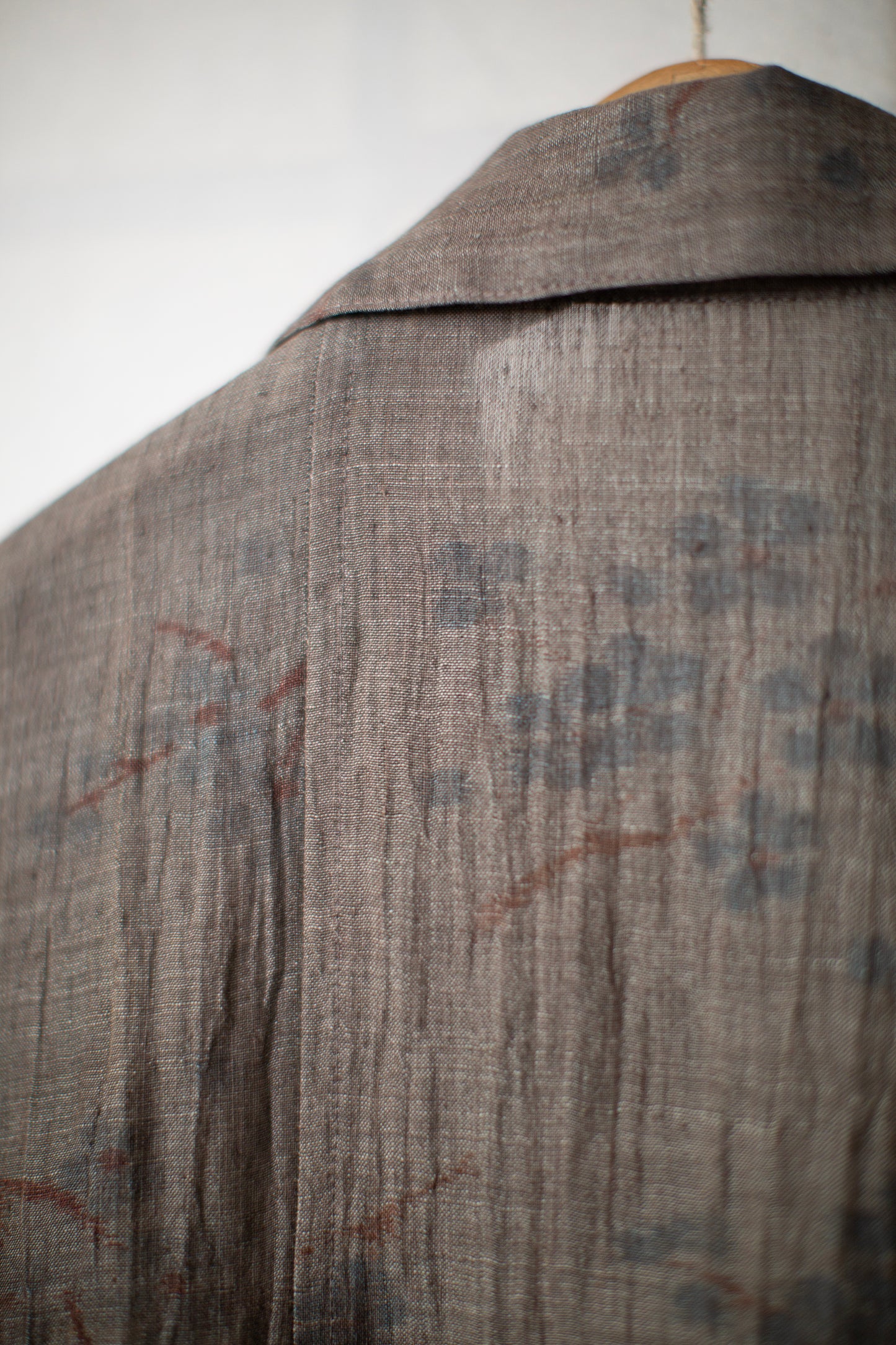 Shirt coat from antique handwoven kimono fabric