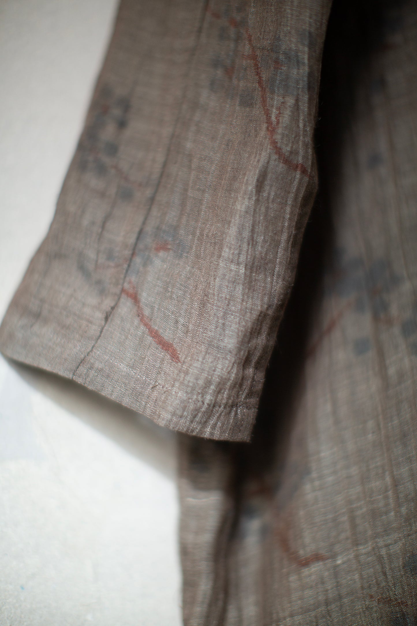 Shirt coat from antique handwoven kimono fabric