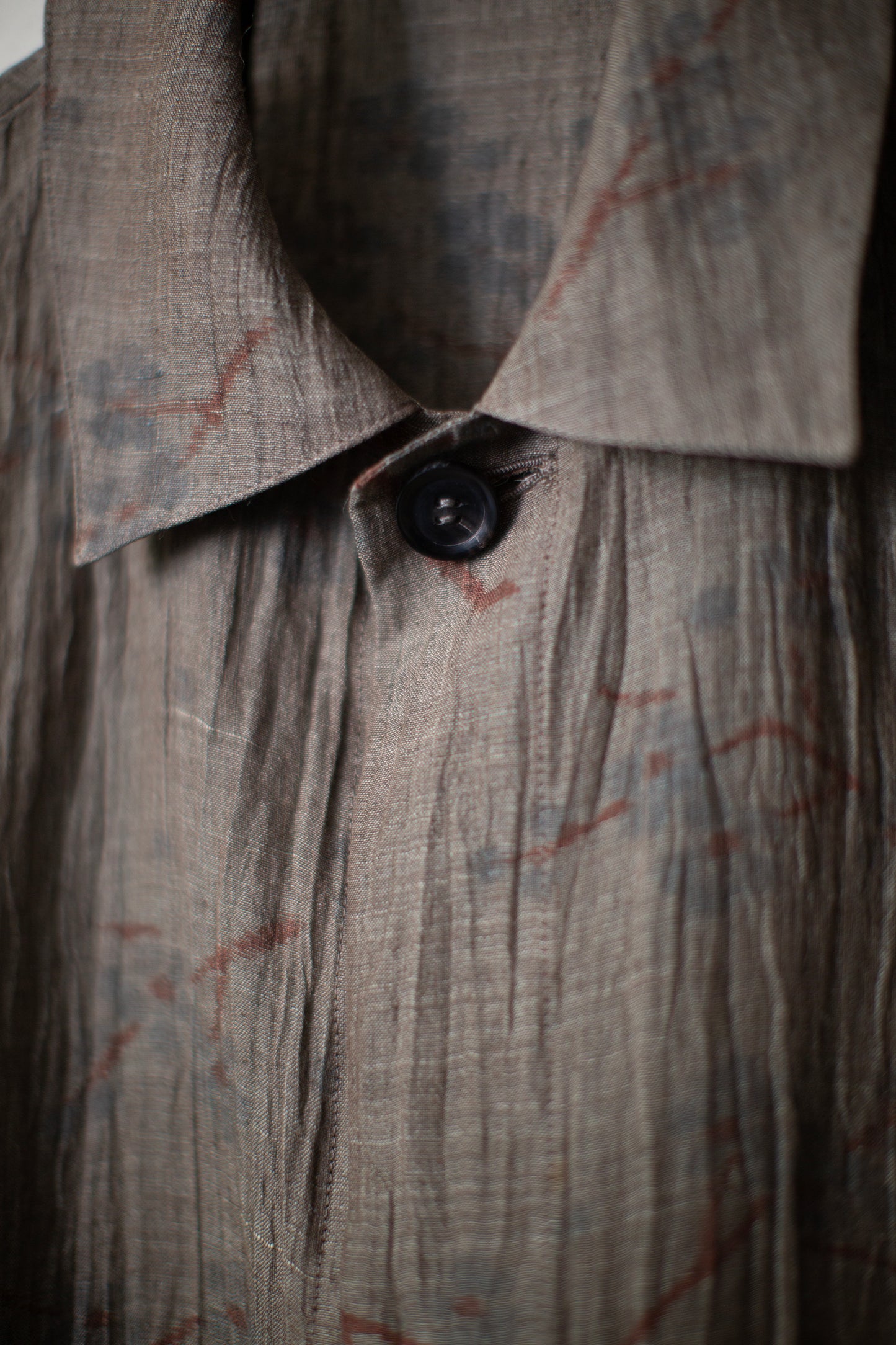 Shirt coat from antique handwoven kimono fabric