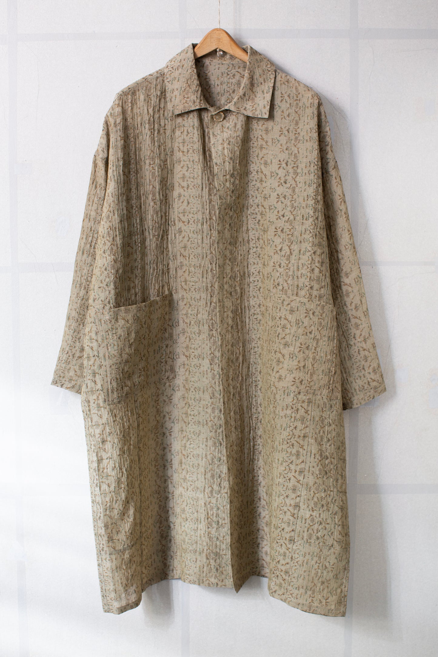 Shirt coat from antique handwoven kimono fabric