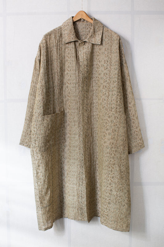 Shirt coat from antique handwoven kimono fabric