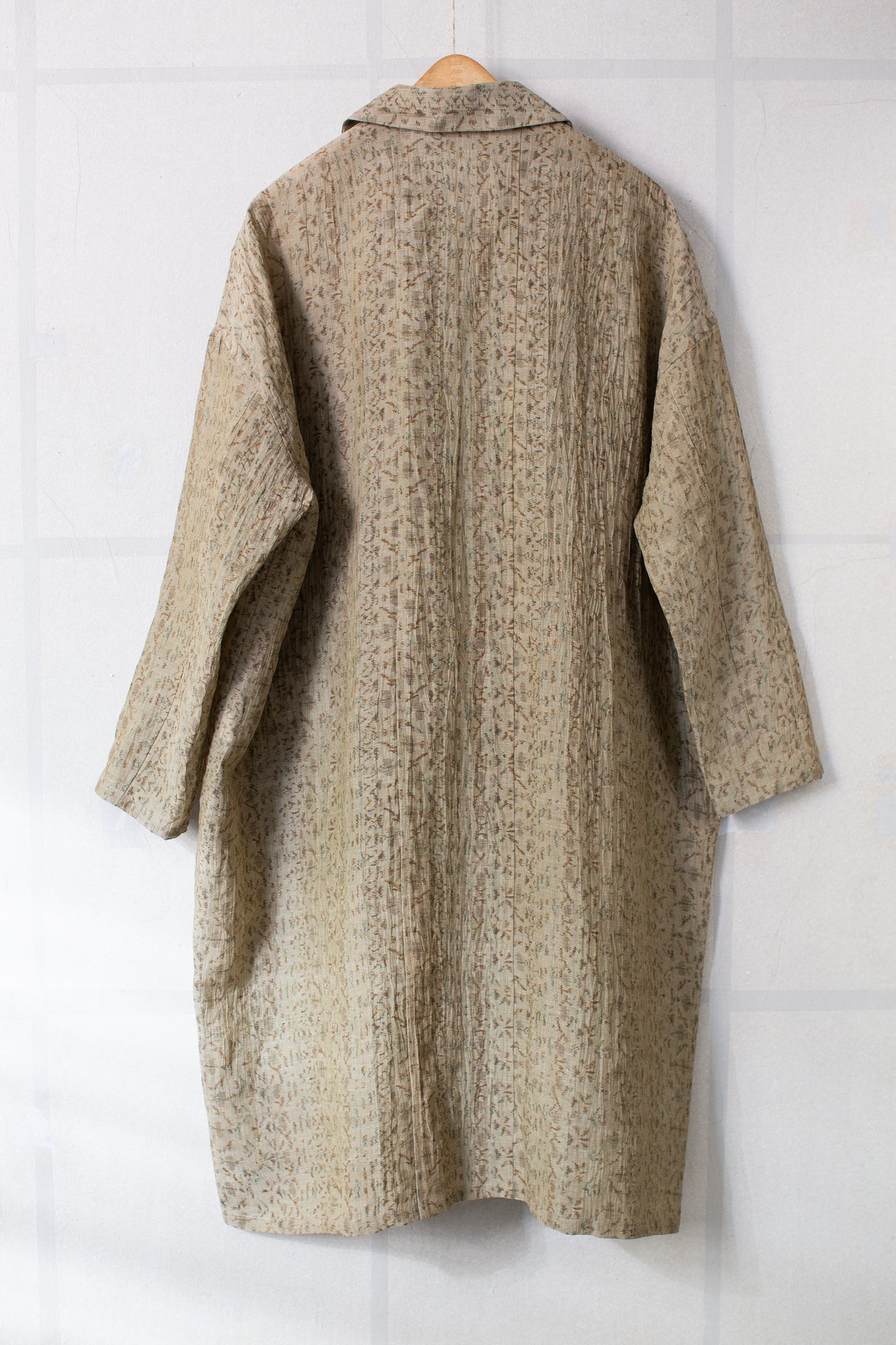 Shirt coat from antique handwoven kimono fabric