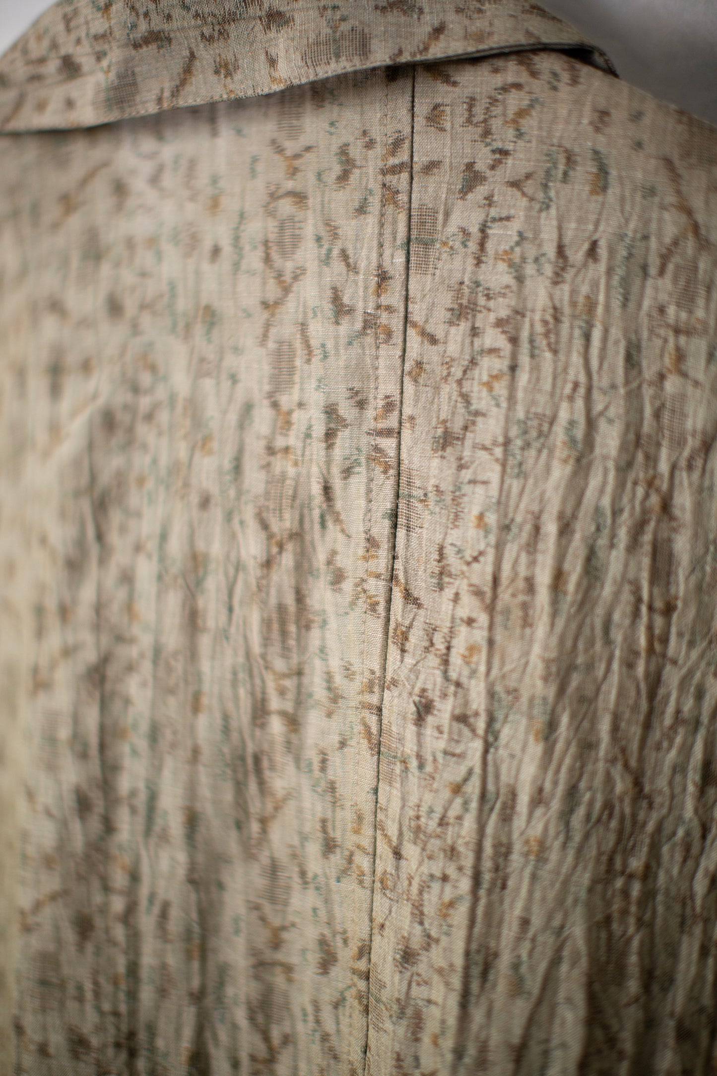 Shirt coat from antique handwoven kimono fabric